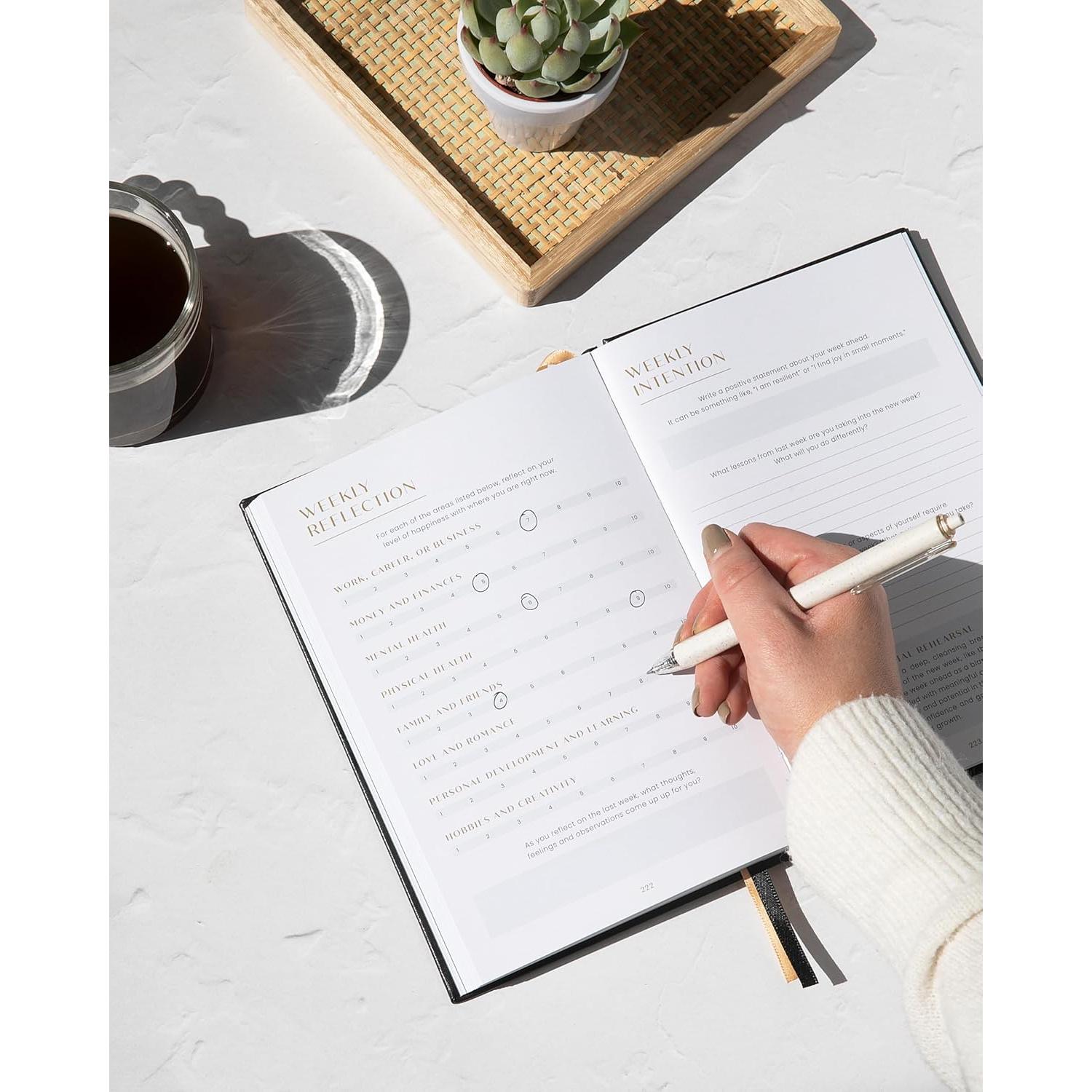 Diario de Salud Mental GLOW QUEST A5 Negro - Prompts Guiados