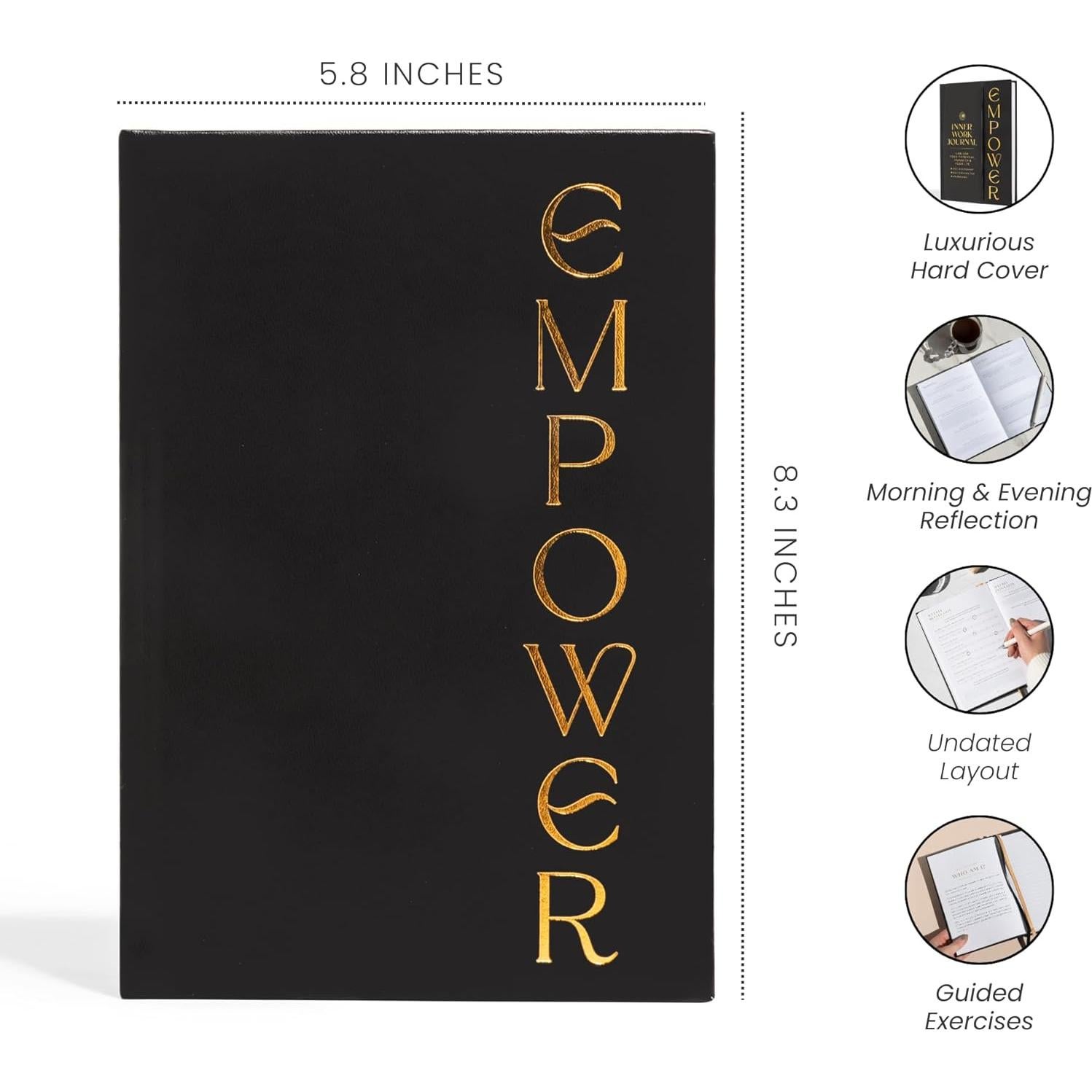 Diario de Salud Mental GLOW QUEST A5 Negro - Prompts Guiados