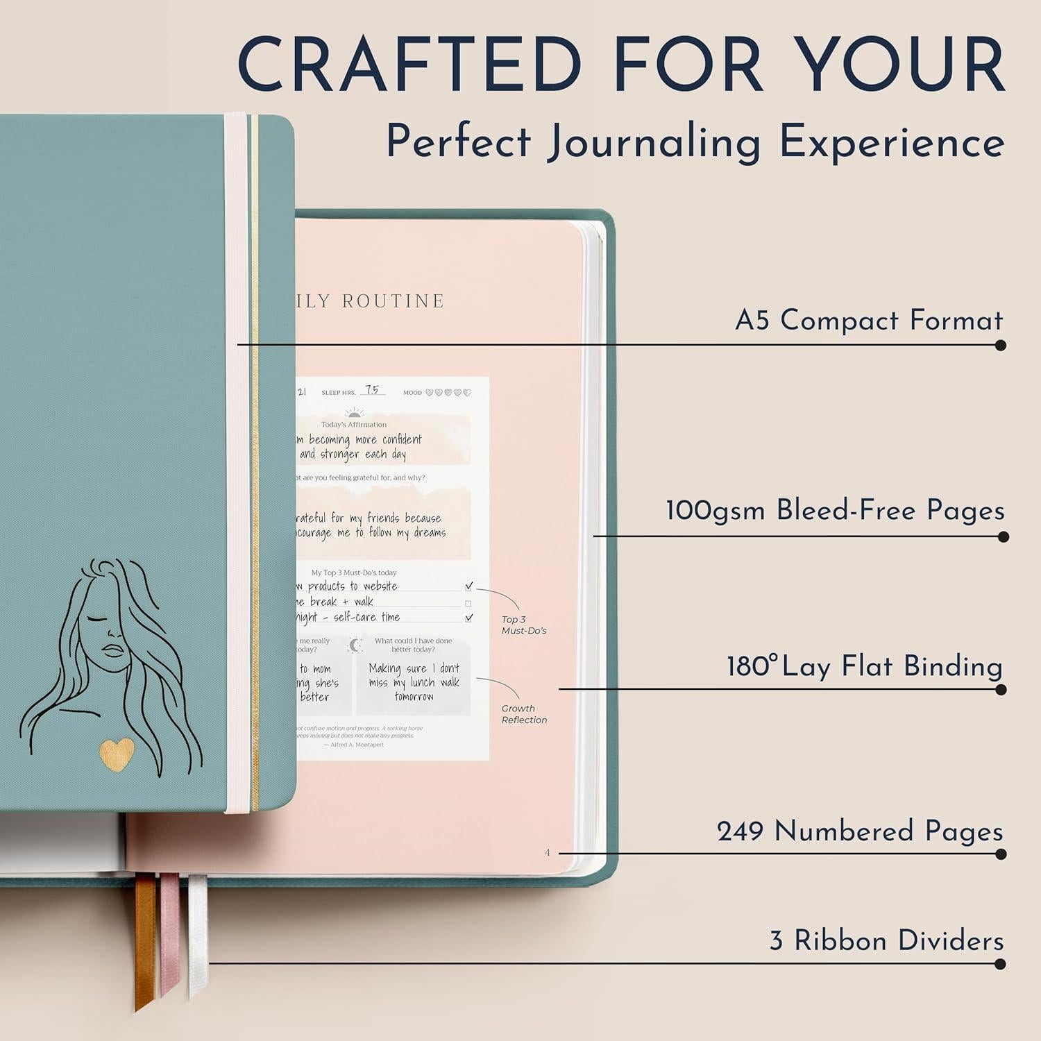 Diario de Gratitud RYVE A5 Verde - 6 Meses de Bienestar