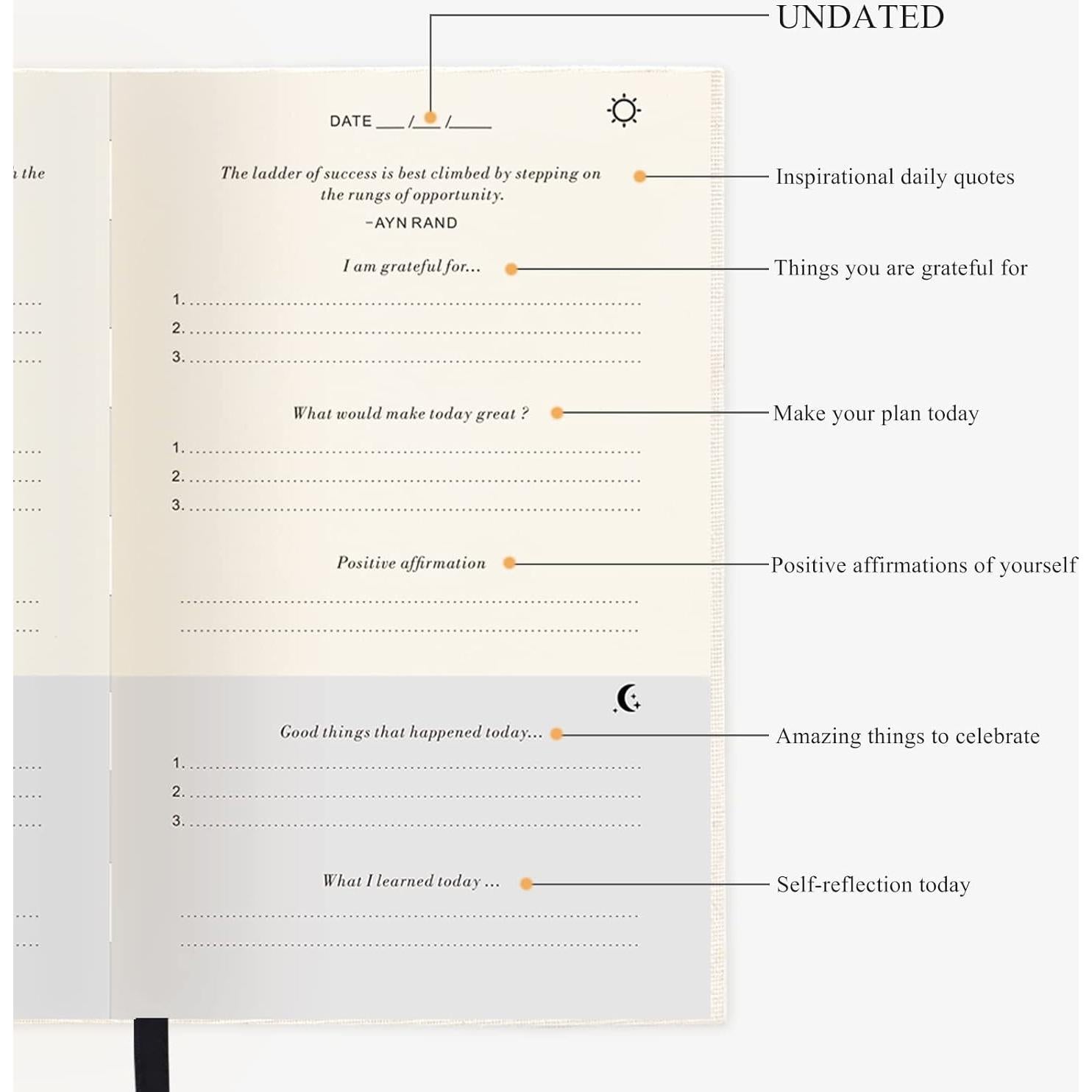 Diario de Gratitud GOSSIP FOX Beige - No Datado, 6 Meses