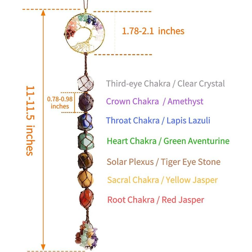 Adorno Colgante Árbol de la Vida 7 Chakras iSTONE 27.9 cm