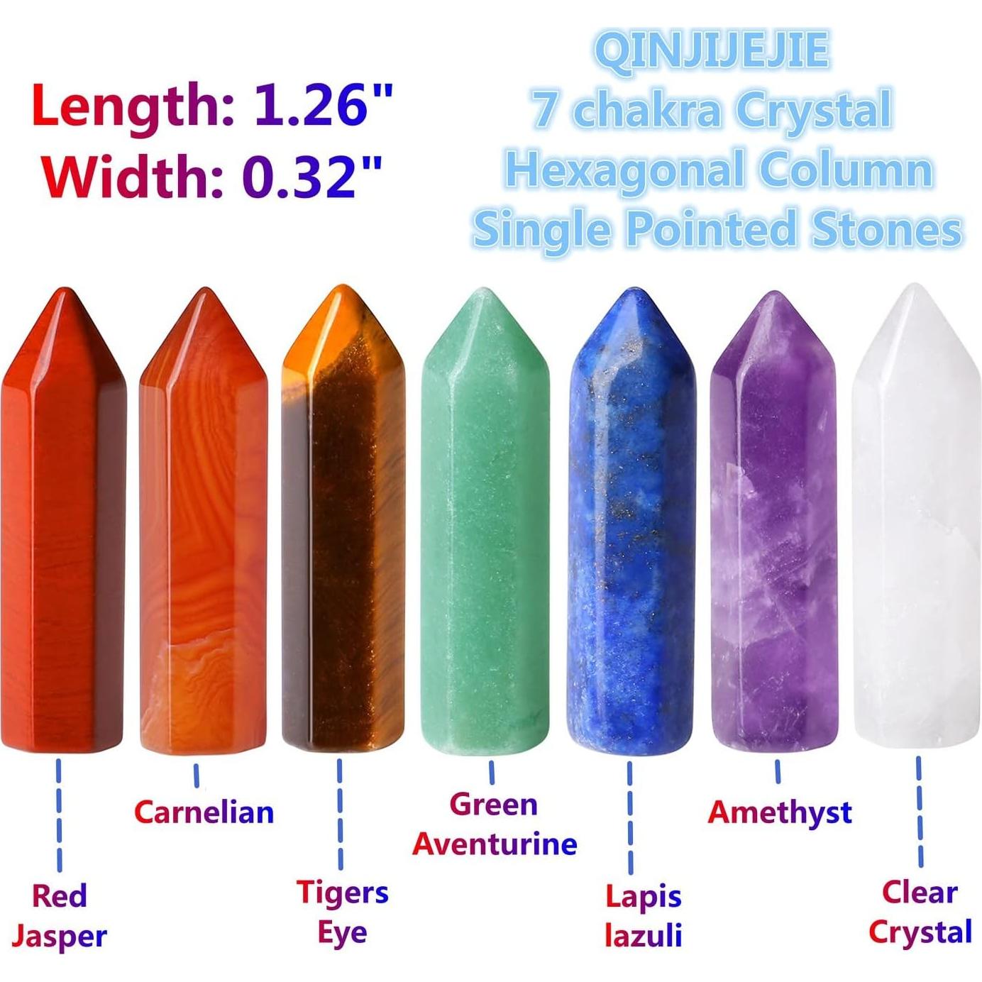 Set de 7 Varitas de Cristales Chakra QINJIEJIE - Amatista y Más