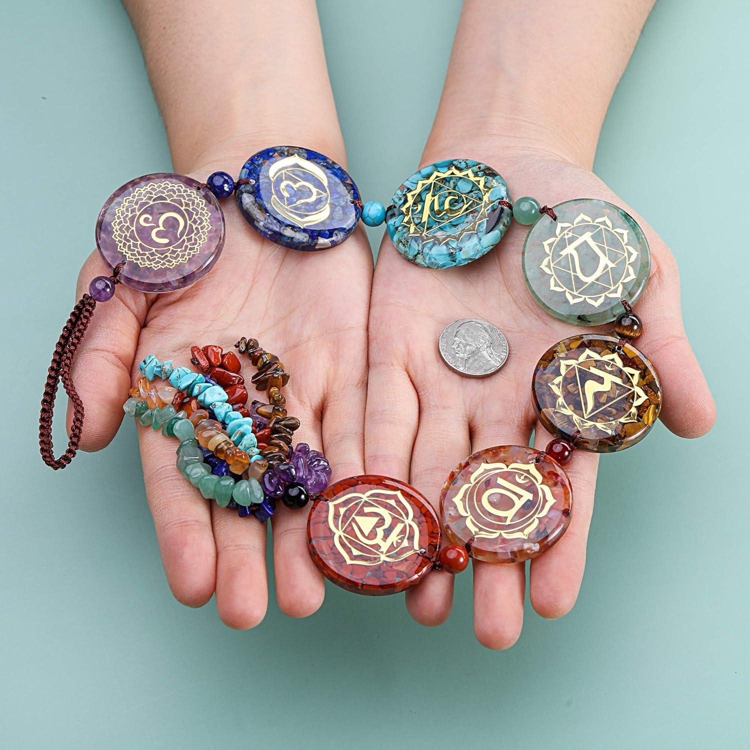 Adorno Colgante de Cristales Chakra Jovivi 7 Símbolos 48-50cm