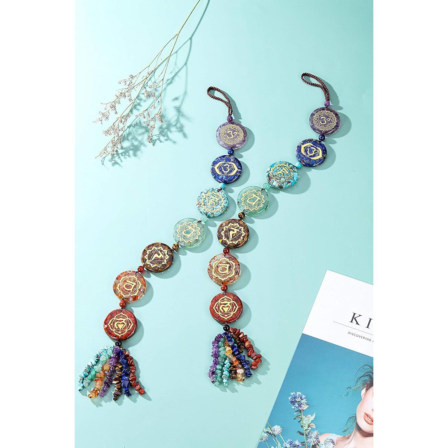 Adorno Colgante de Cristales Chakra Jovivi 7 Símbolos 48-50cm