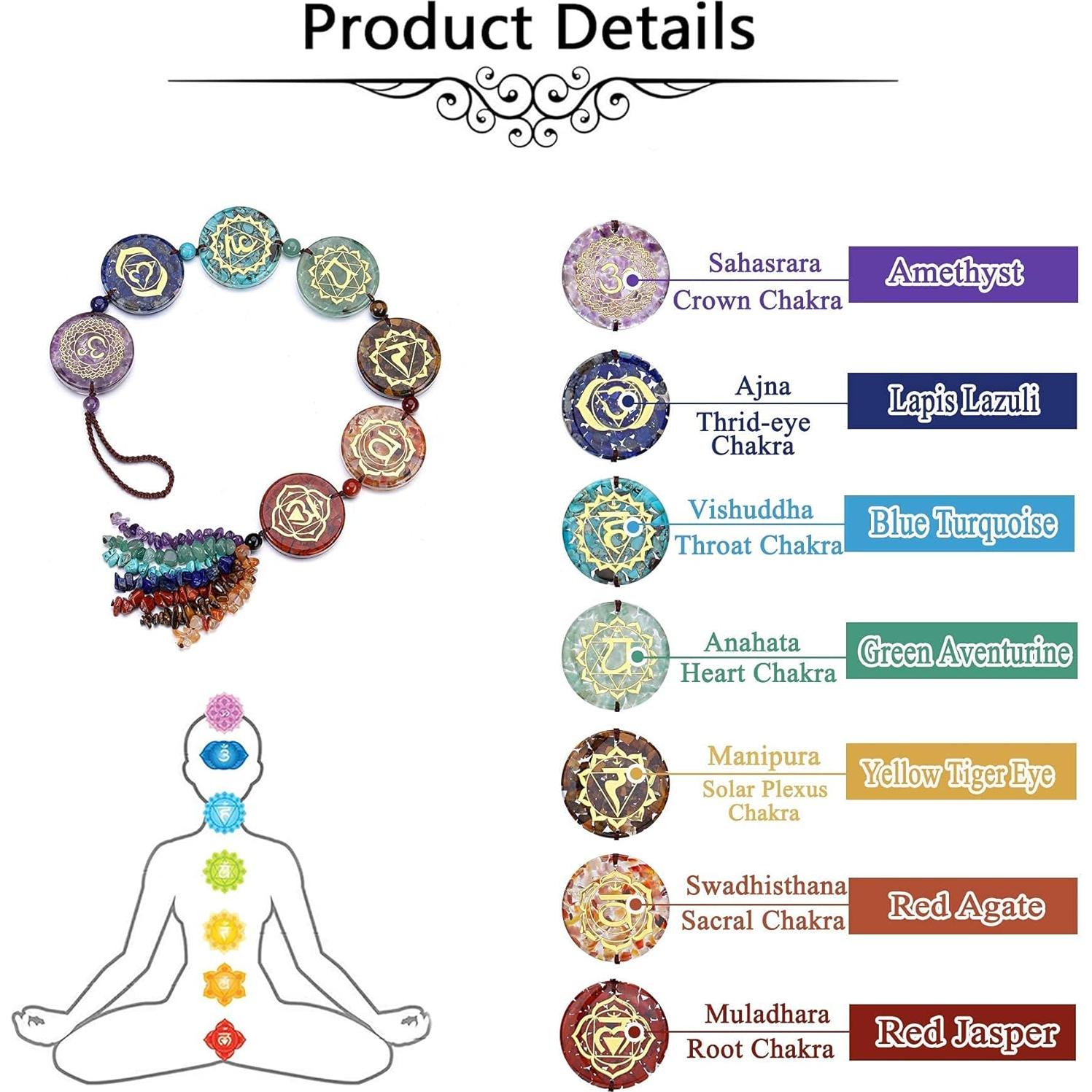 Adorno Colgante de Cristales Chakra Jovivi 7 Símbolos 48-50cm