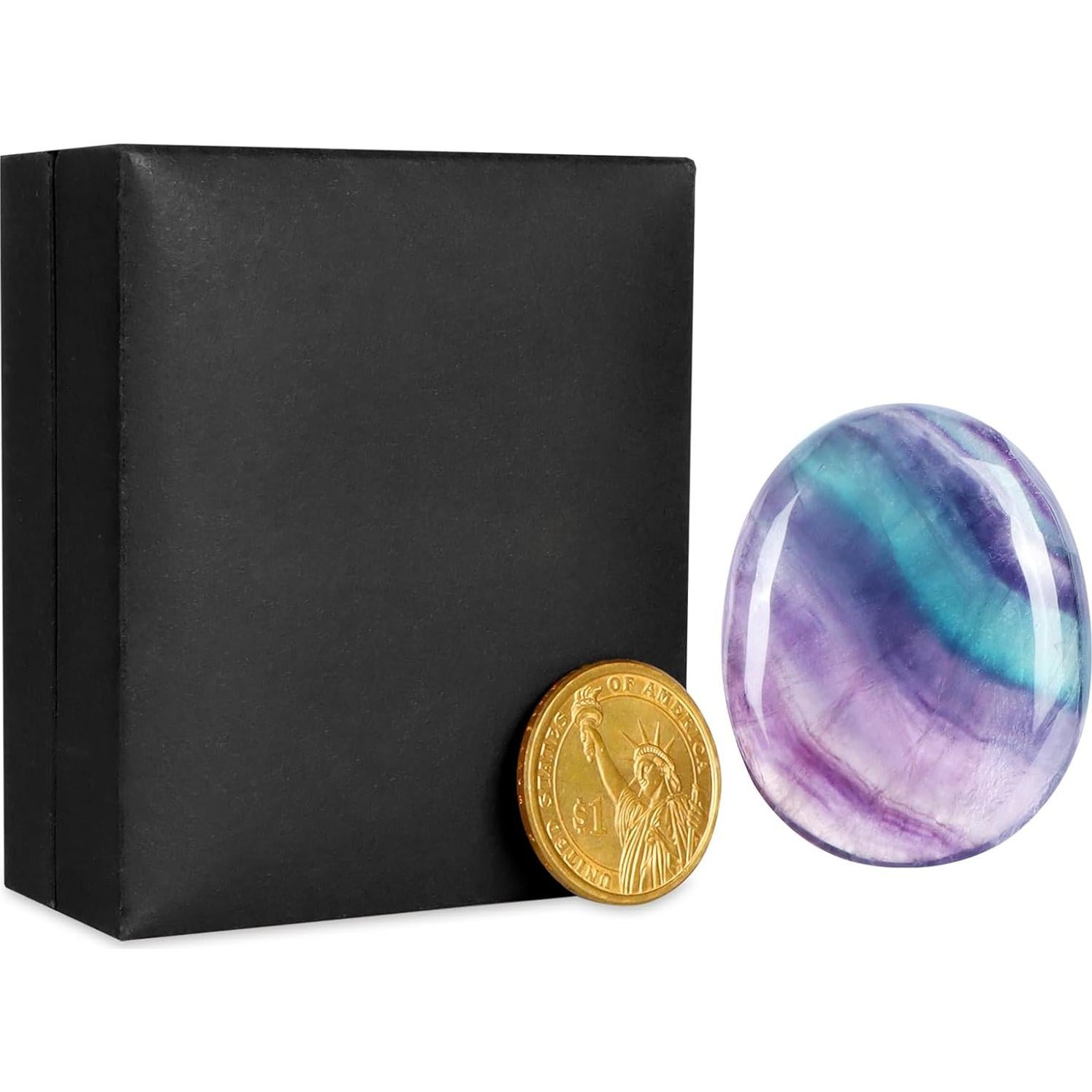 Piedra de Palma Fluorita Arcoíris LEADGEM 3.56 cm para Ansiedad