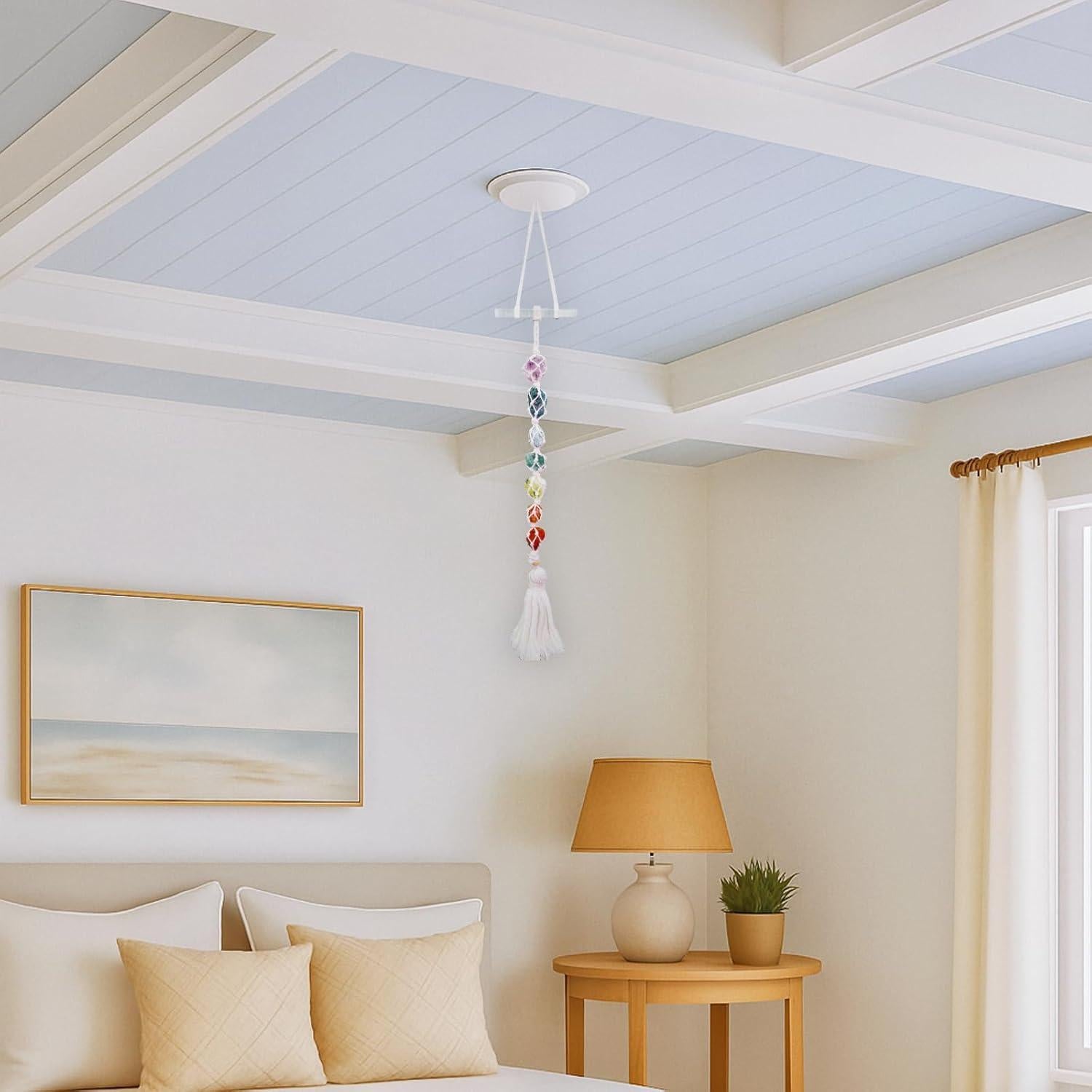 Decoración de Pared Chakra Colgante Selenita 7 Piedras Naturales