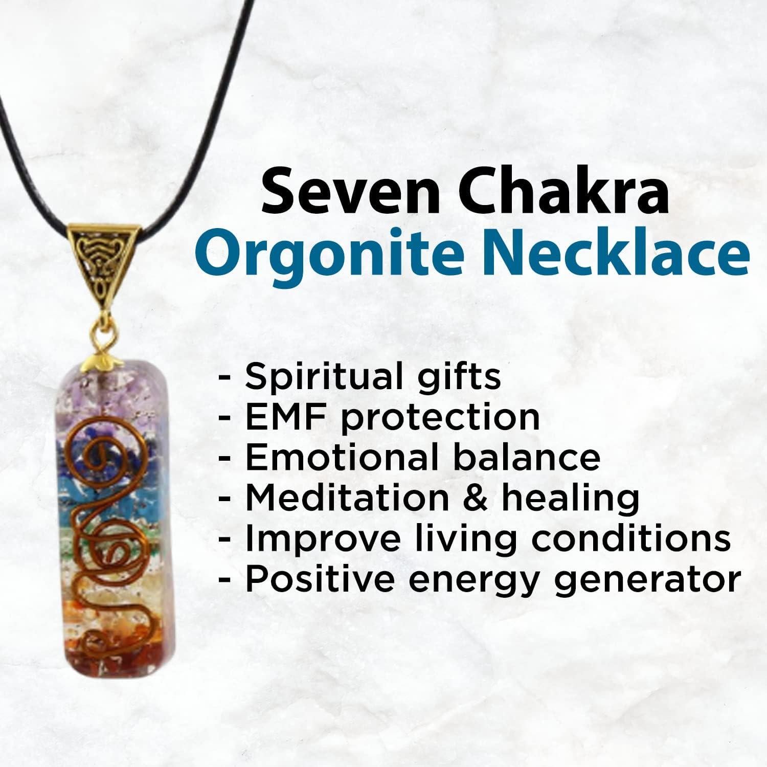 Pirámide de Orgonita Siete Chakras Real Crystal 10.8cm