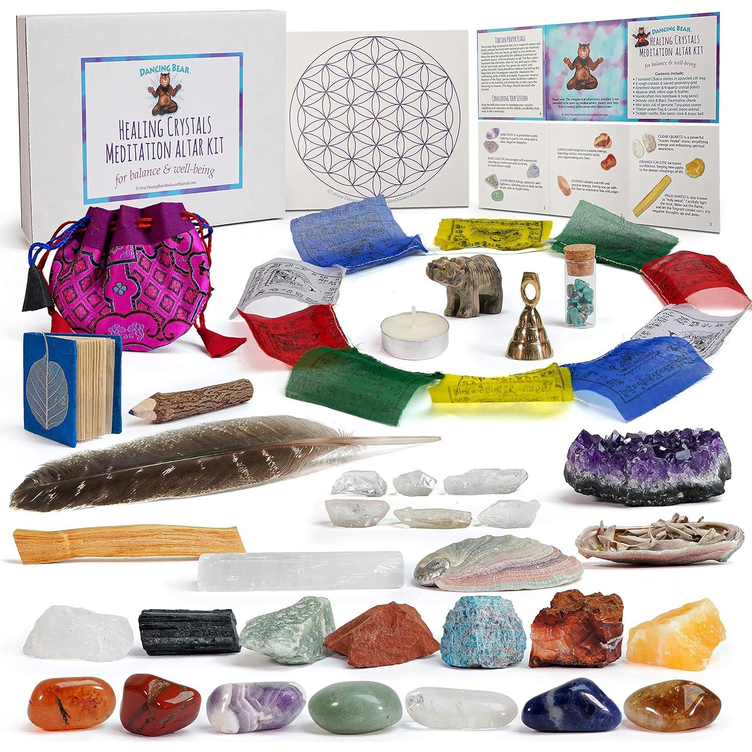 Kit de Altar y Meditación Dancing Bear 35 Piezas Cristales