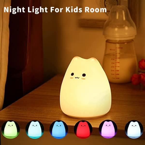Luz Nocturna ZKLiLi Gato LED Silicona Táctil 9x8.9 cm
