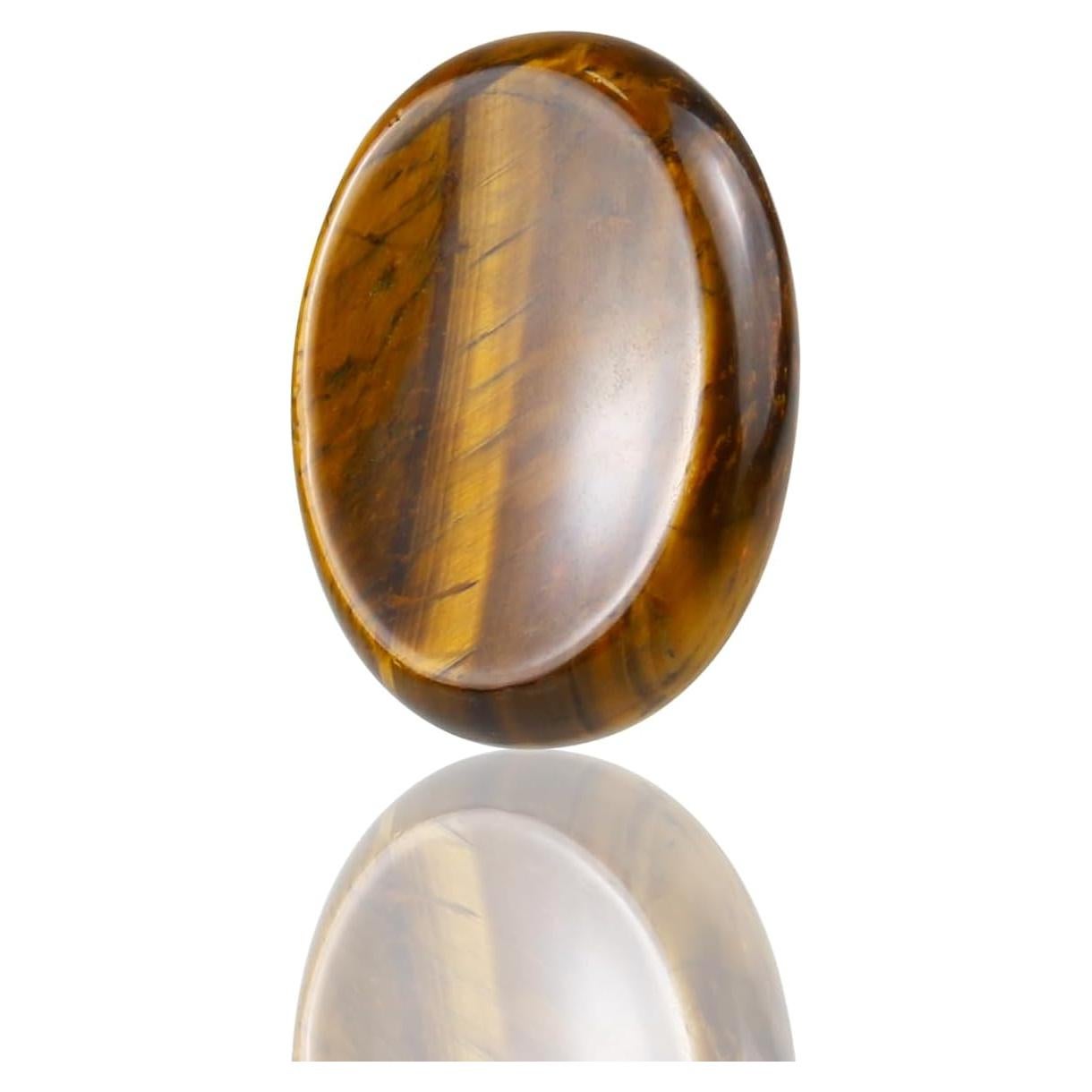 Tigers Eye Crystals Rock Worry Stones for Kids, Oval Palm Stone, Thumb Stone, Crystals and Healing Stones Quartz Bulk for Wicca, Reiki, Healing Energy, Chakra Stones, Witchcraft Supplies(1PCS)