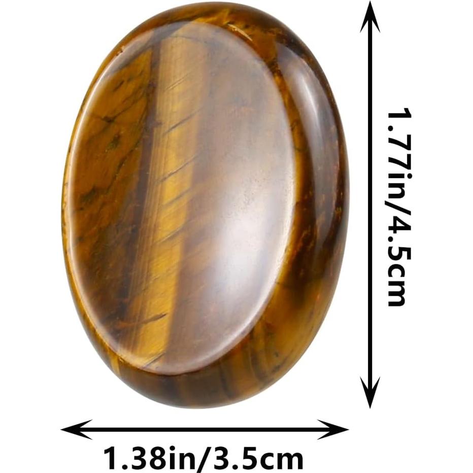 Tigers Eye Crystals Rock Worry Stones for Kids, Oval Palm Stone, Thumb Stone, Crystals and Healing Stones Quartz Bulk for Wicca, Reiki, Healing Energy, Chakra Stones, Witchcraft Supplies(1PCS)