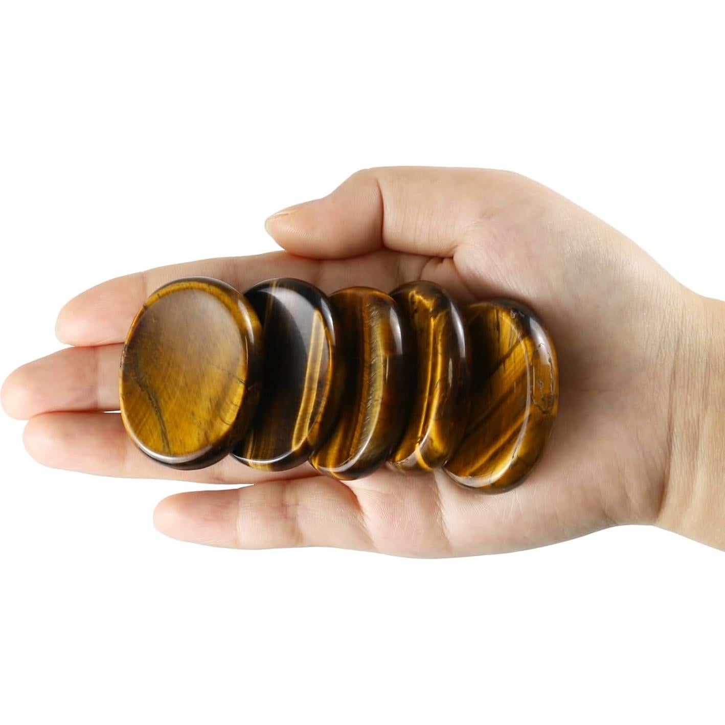 Tigers Eye Crystals Rock Worry Stones for Kids, Oval Palm Stone, Thumb Stone, Crystals and Healing Stones Quartz Bulk for Wicca, Reiki, Healing Energy, Chakra Stones, Witchcraft Supplies(1PCS)