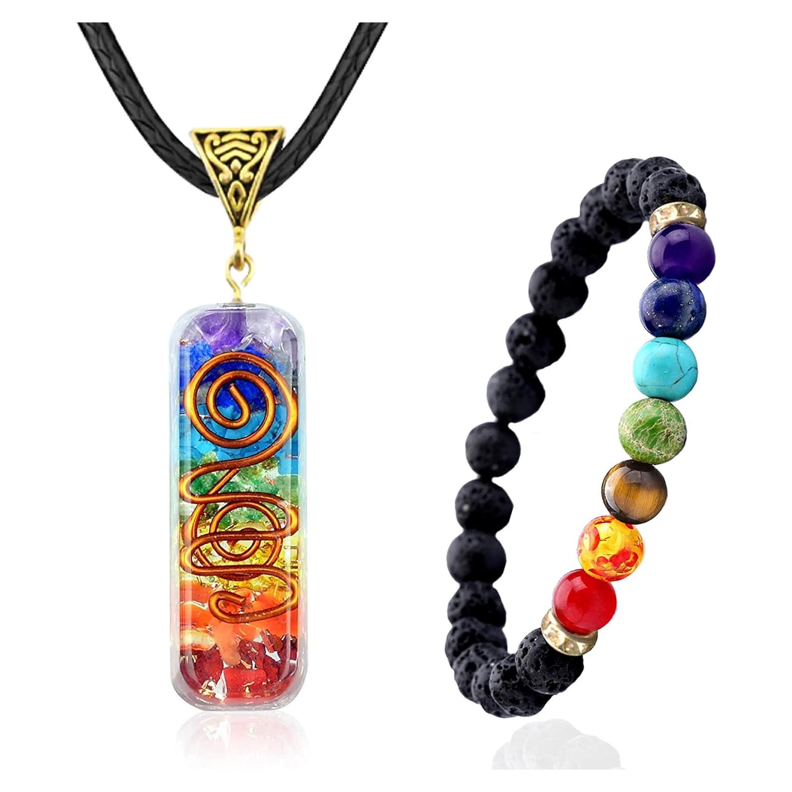 Conjunto de Collar y Pulsera de 7 Chakras Zenfulstone