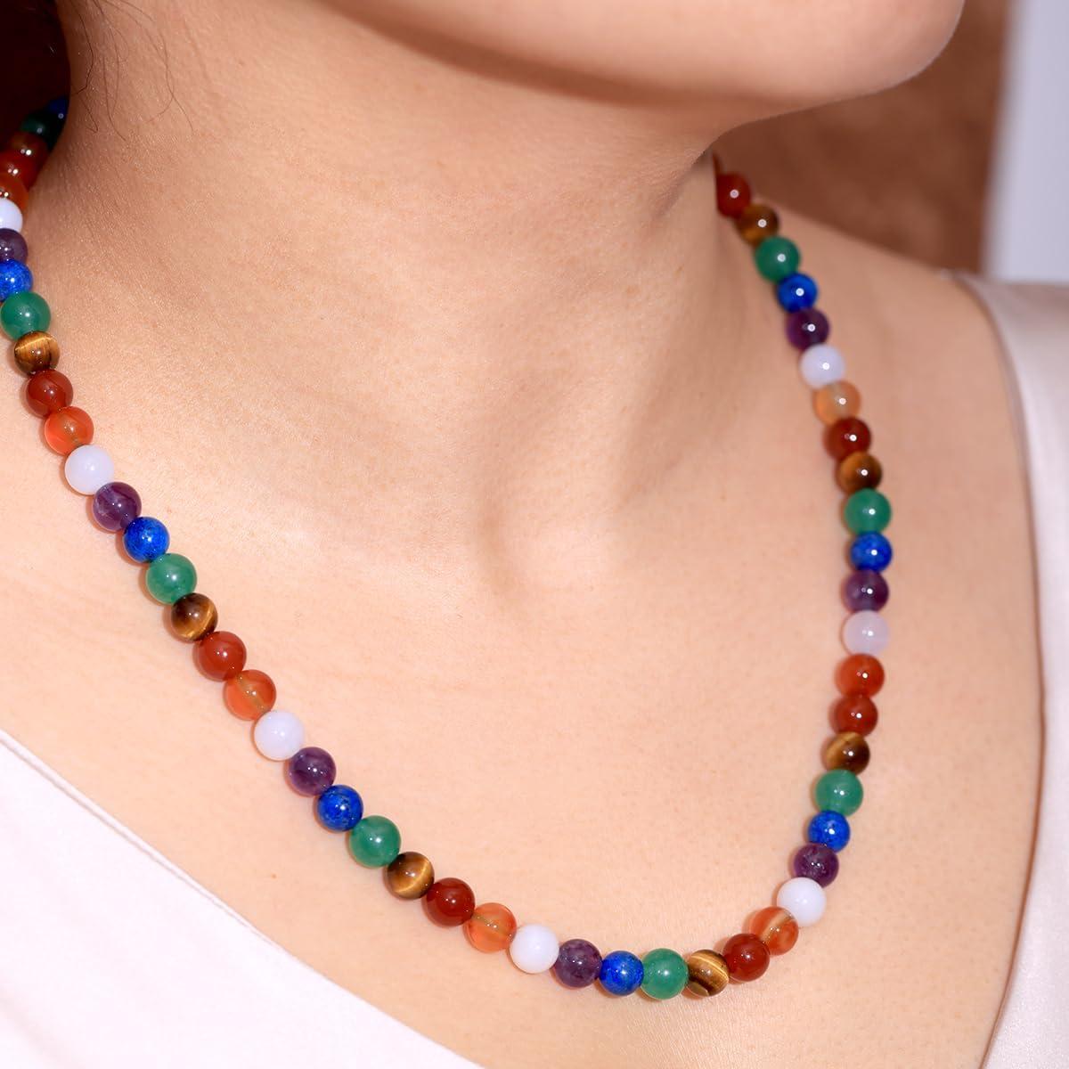 Collar de 7 Chakras Jewever 55cm Cristales 8mm Unisex