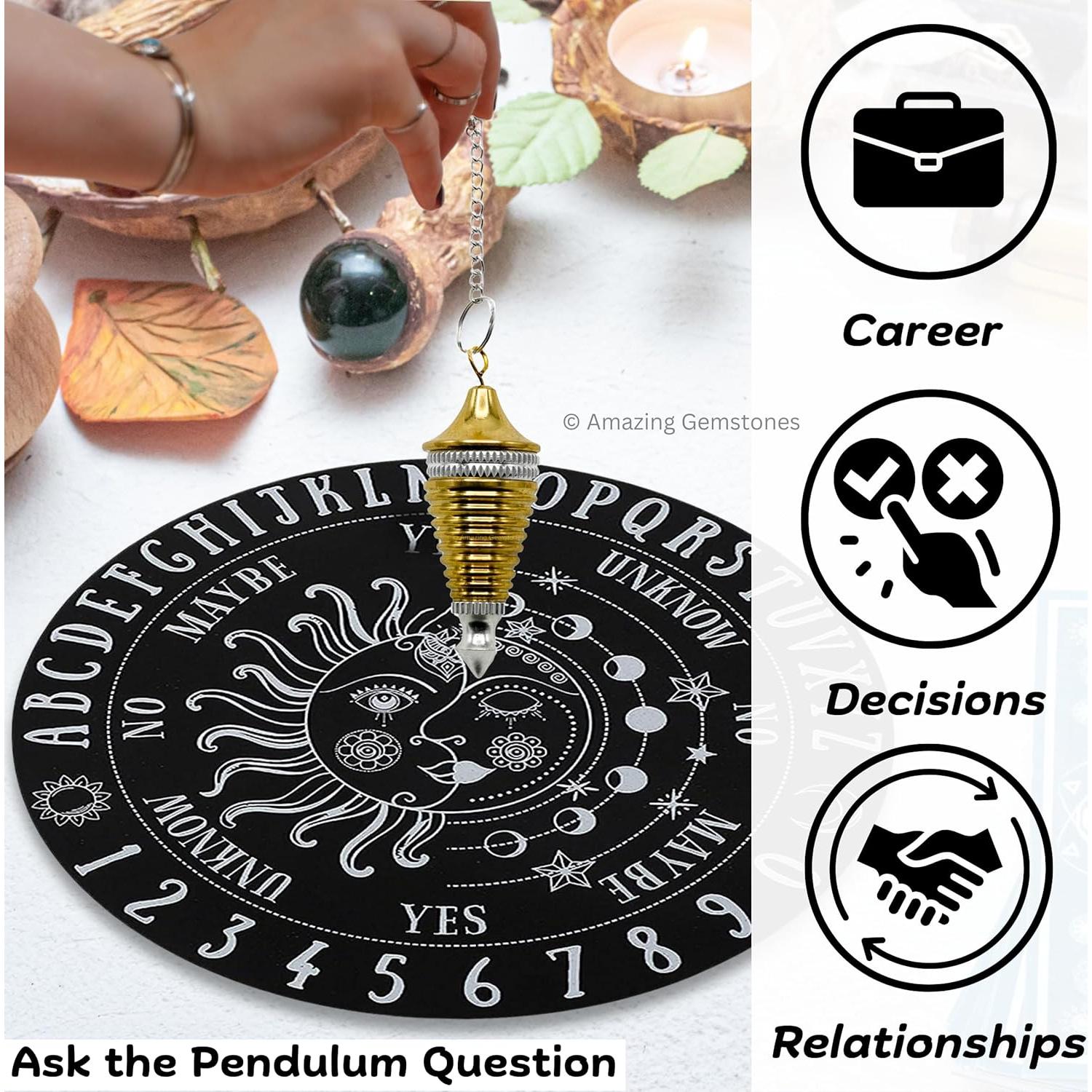 Péndulo de Metal Sanador Amazing Gemstones - Bobina Dura 5.08cm