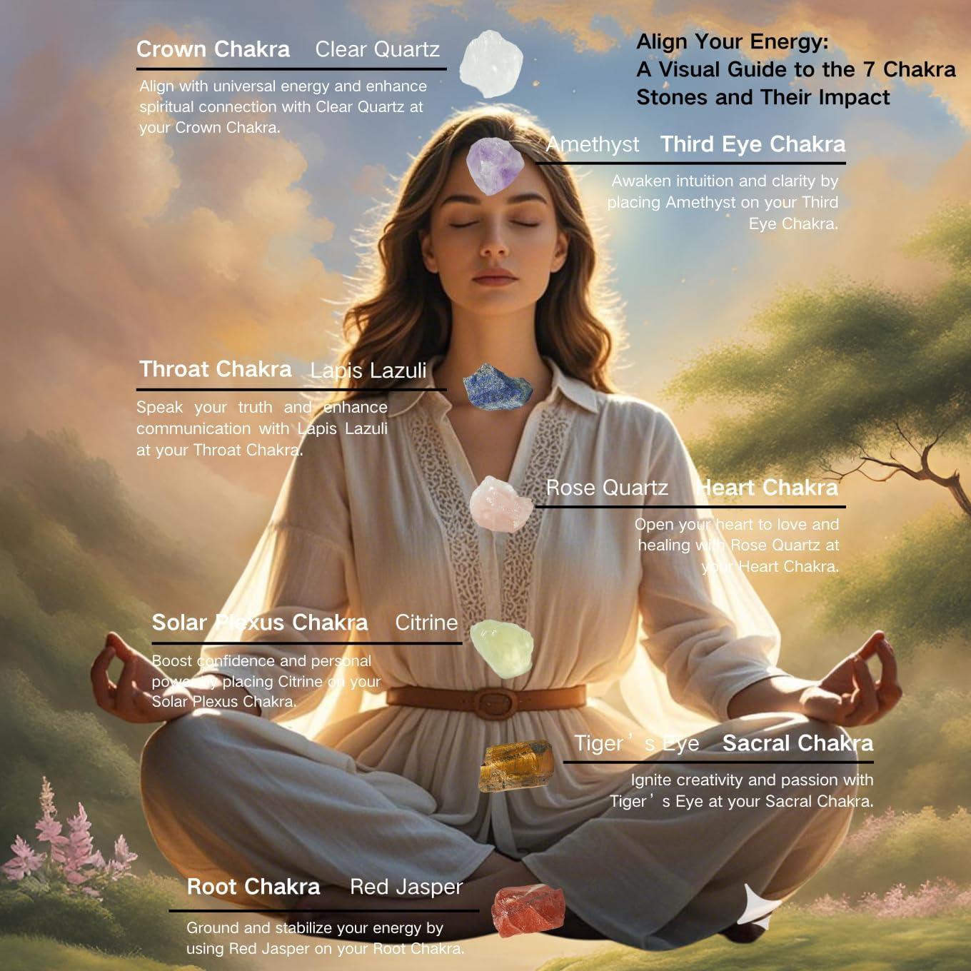 Juego de Cristales de 7 Chakras EHG en Caja de Madera 12cm