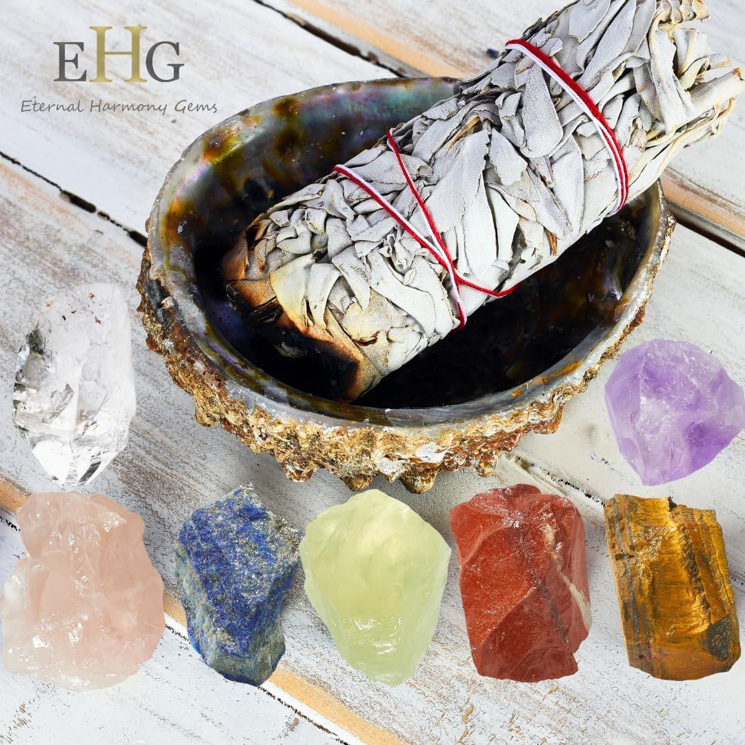 Juego de Cristales de 7 Chakras EHG en Caja de Madera 12cm