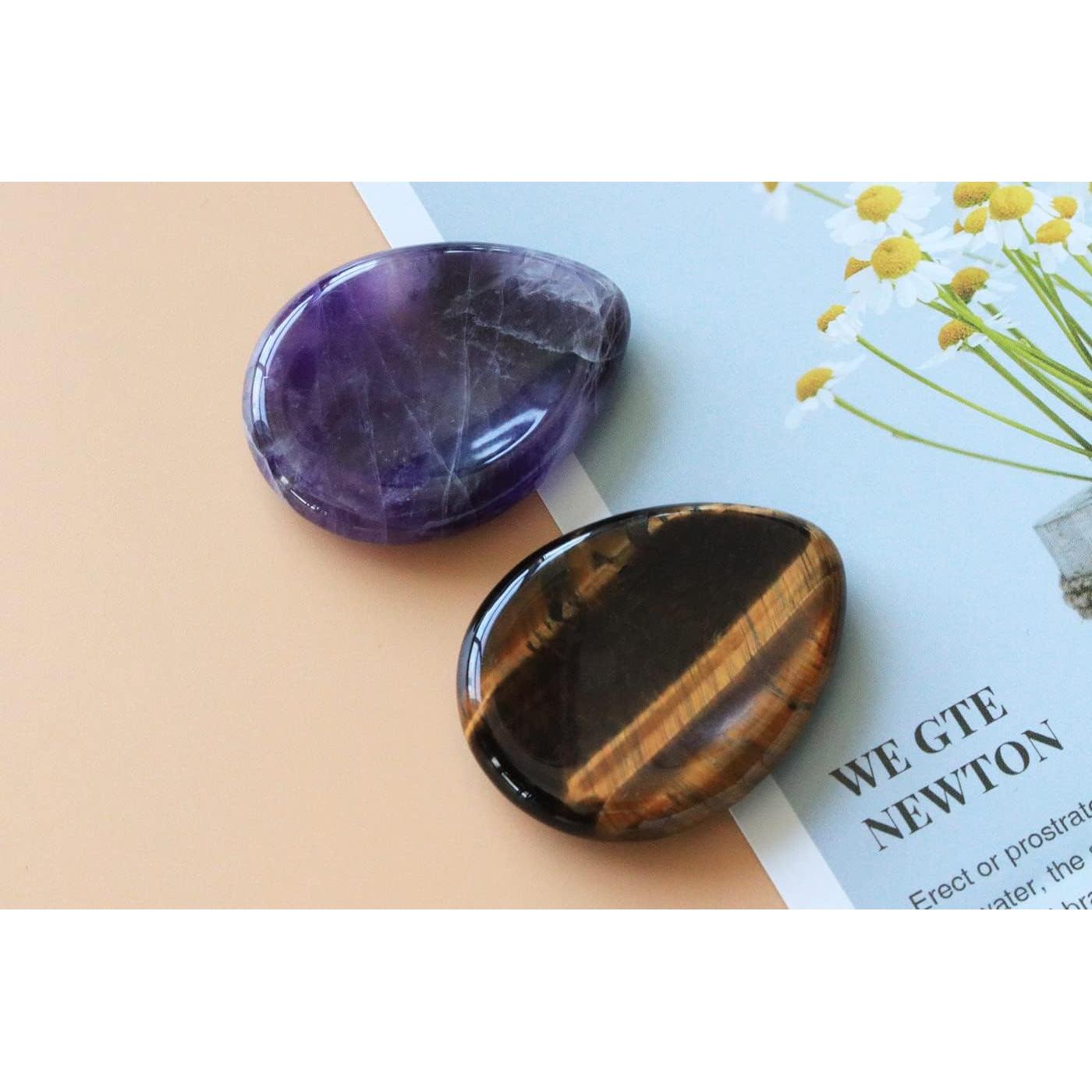Conjunto de 2 Piedras de Preocupación Amatista y Ojo de Tigre