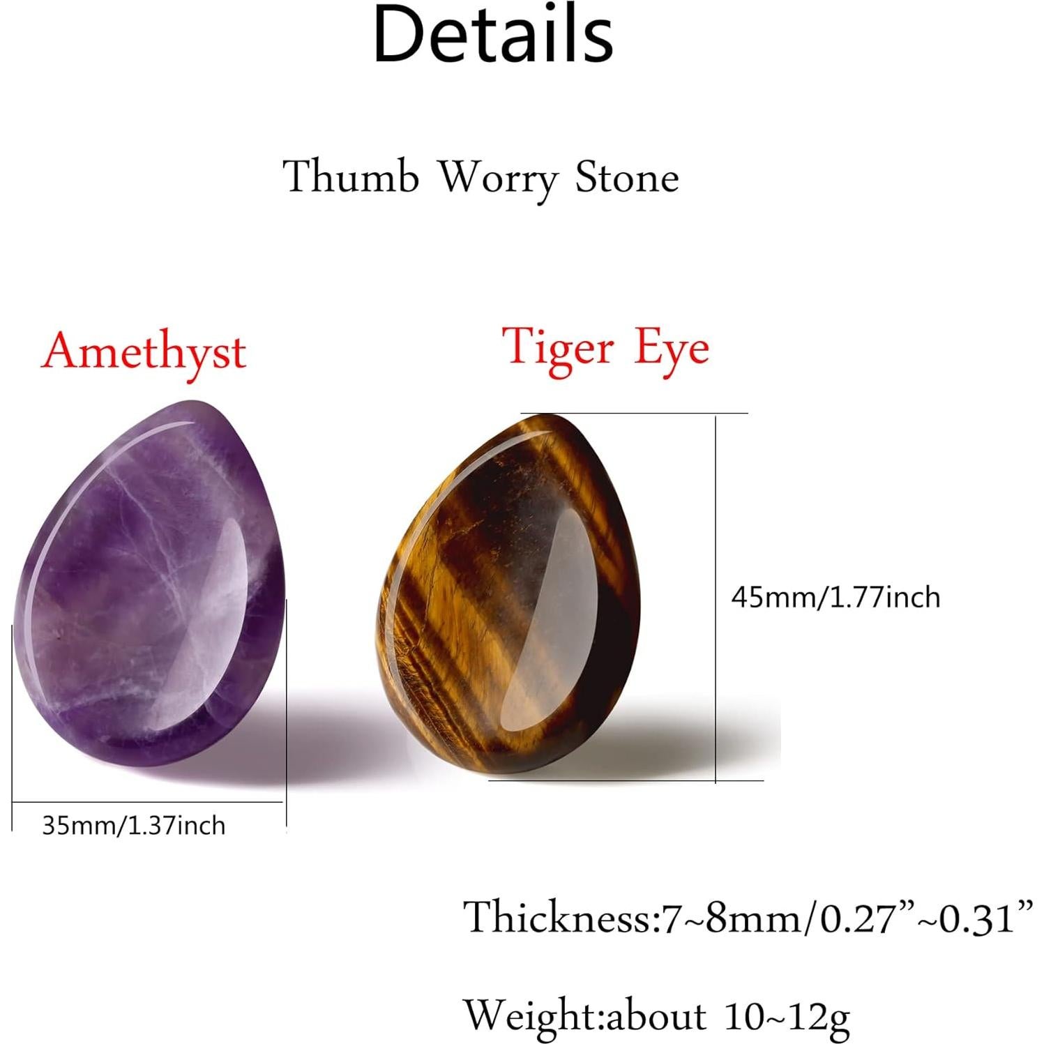 Conjunto de 2 Piedras de Preocupación Amatista y Ojo de Tigre