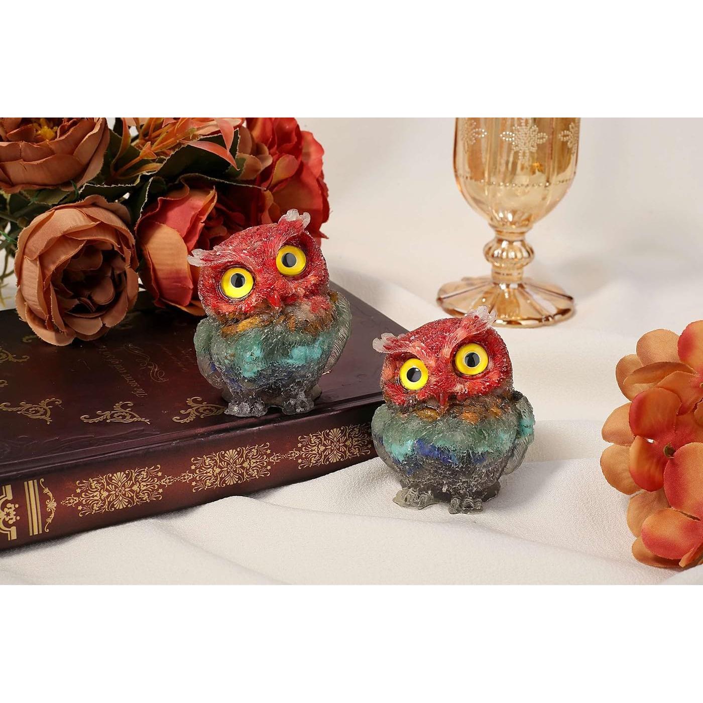 Estatua de Búho de Cristal Natural LAIDANLA 6 cm 7 Chakras