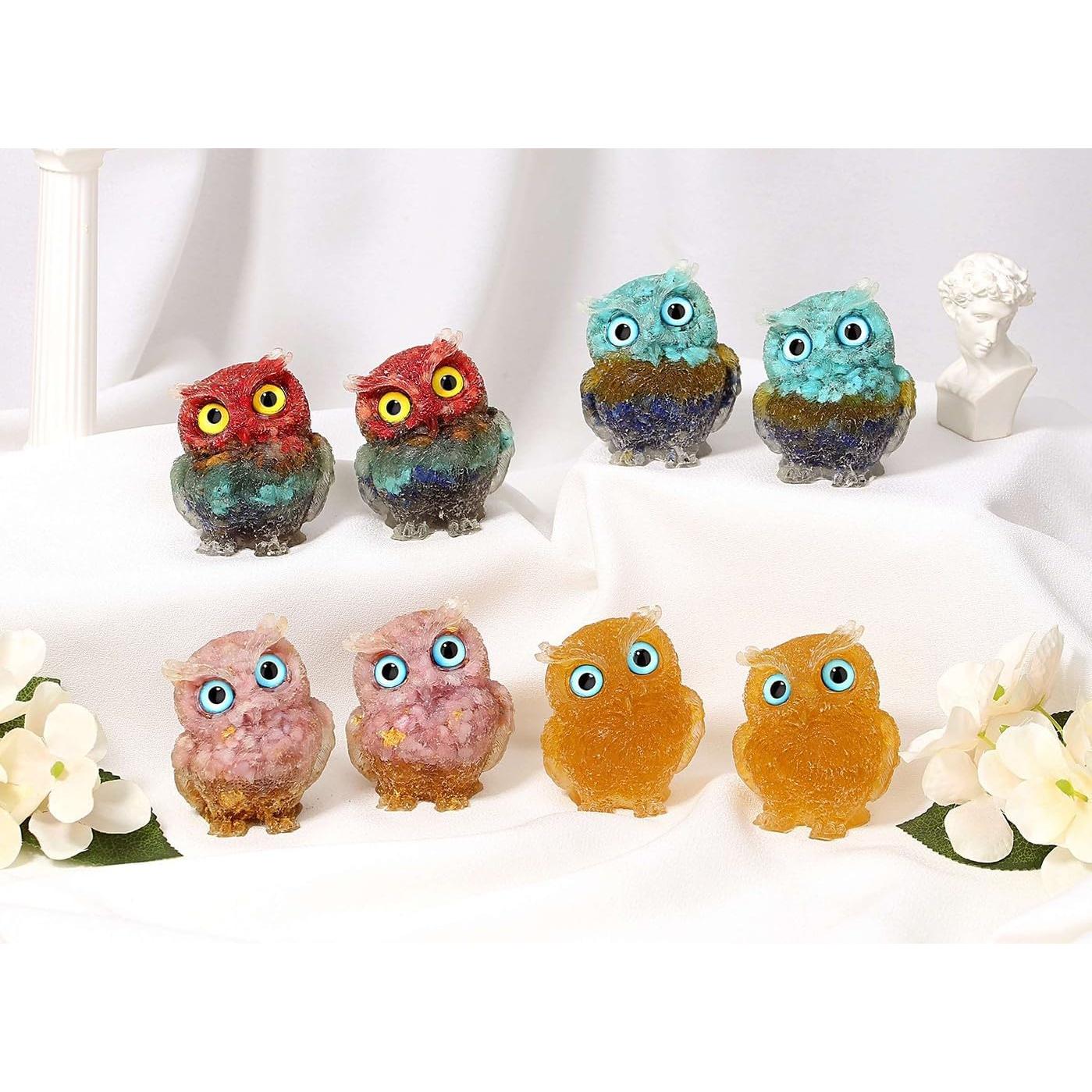 Estatua de Búho de Cristal Natural LAIDANLA 6 cm 7 Chakras