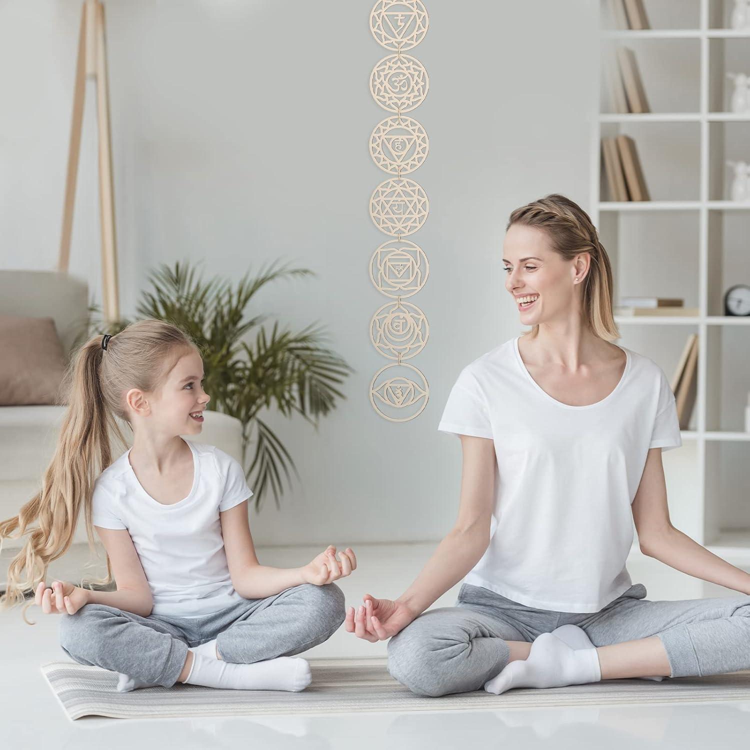 Paquete de 7 Artes de Pared Geométricas Sagradas de Madera 15x15cm