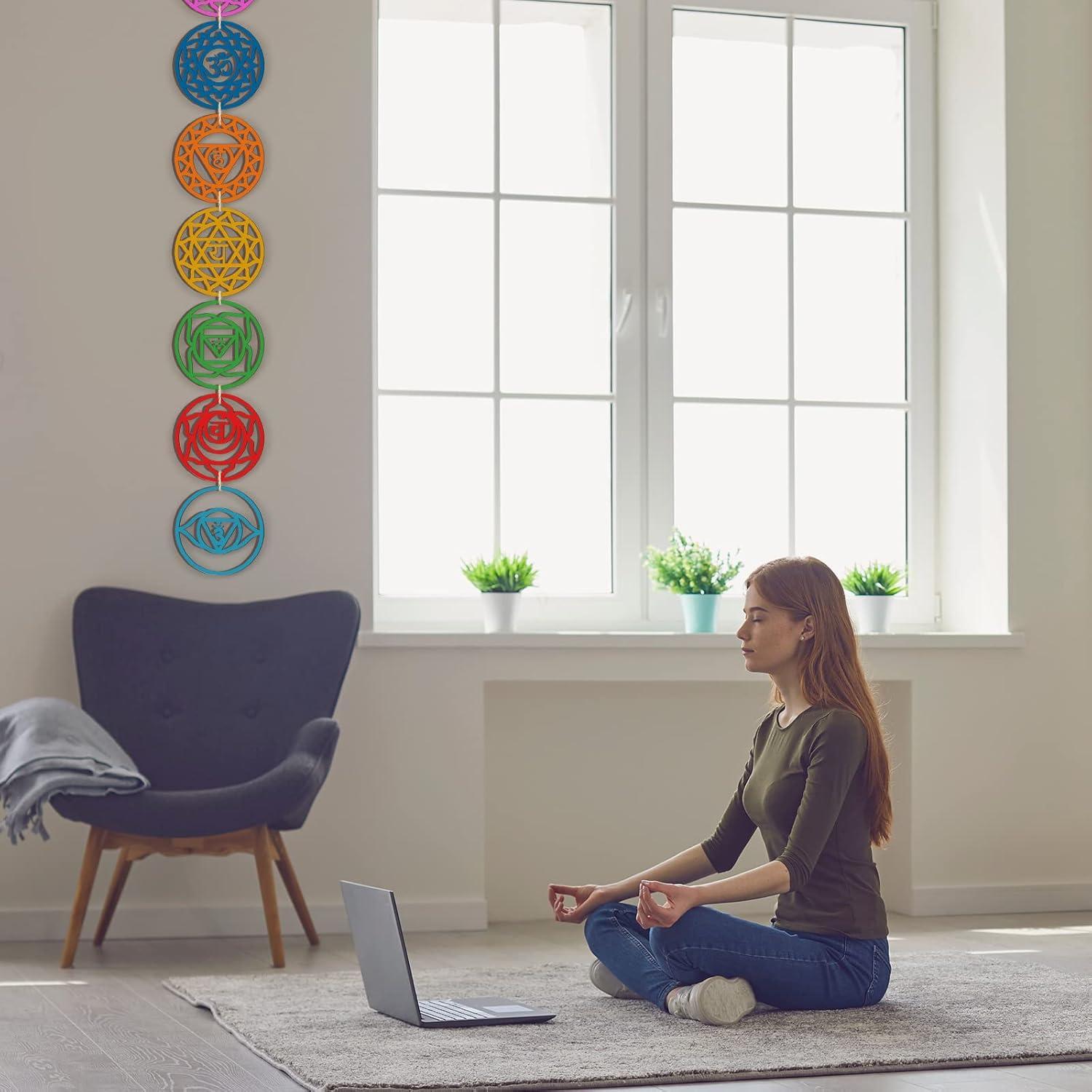 Paquete de 7 Artes de Pared Geométricas Sagradas de Madera 15x15cm