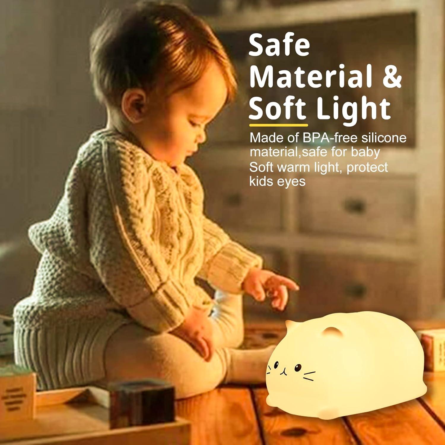 Lámpara de Noche Gato ZKLiLi LED Recargable 7 Colores