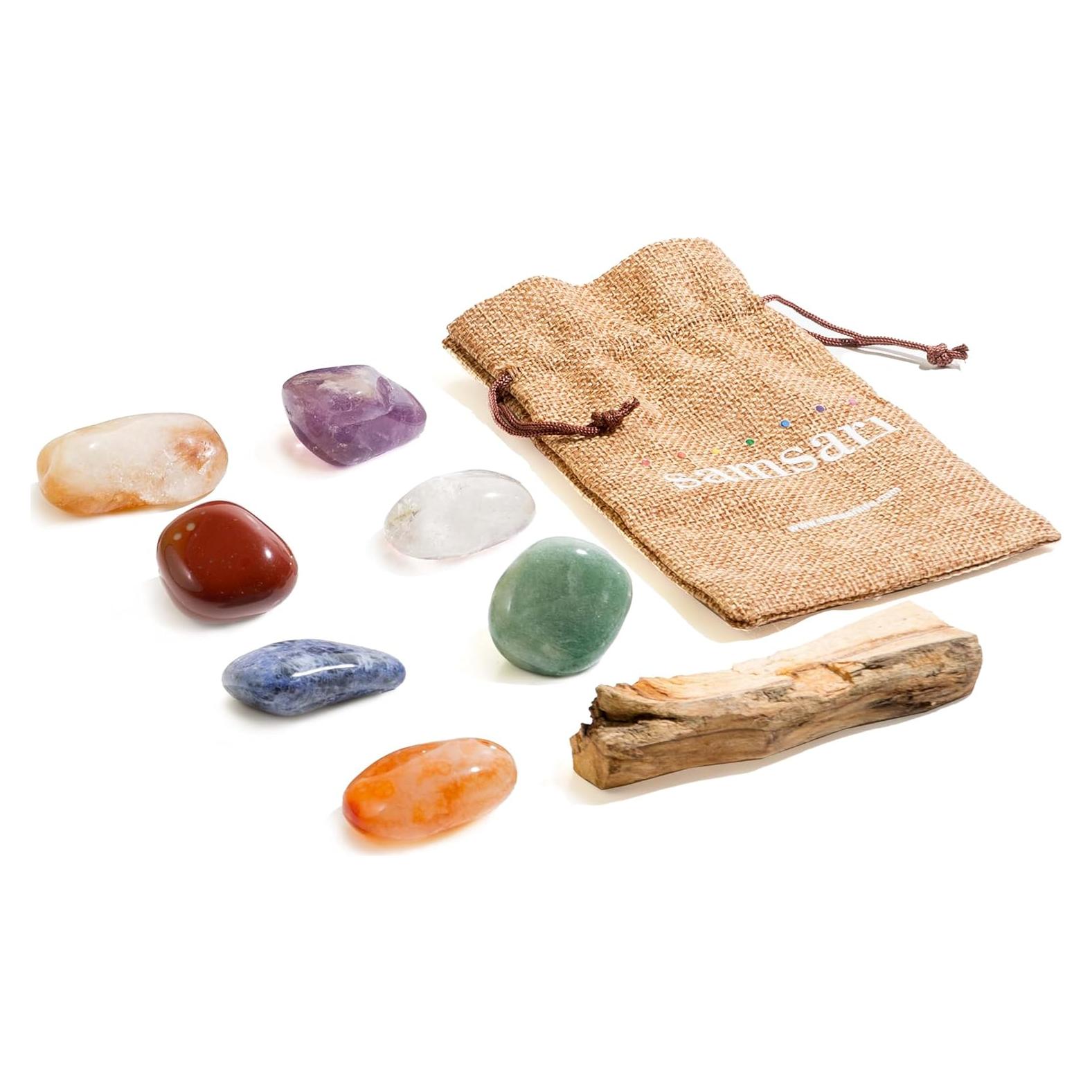 Set de Cristales Sanadores 7 Chakras XL SAMSARI - 9 Piezas