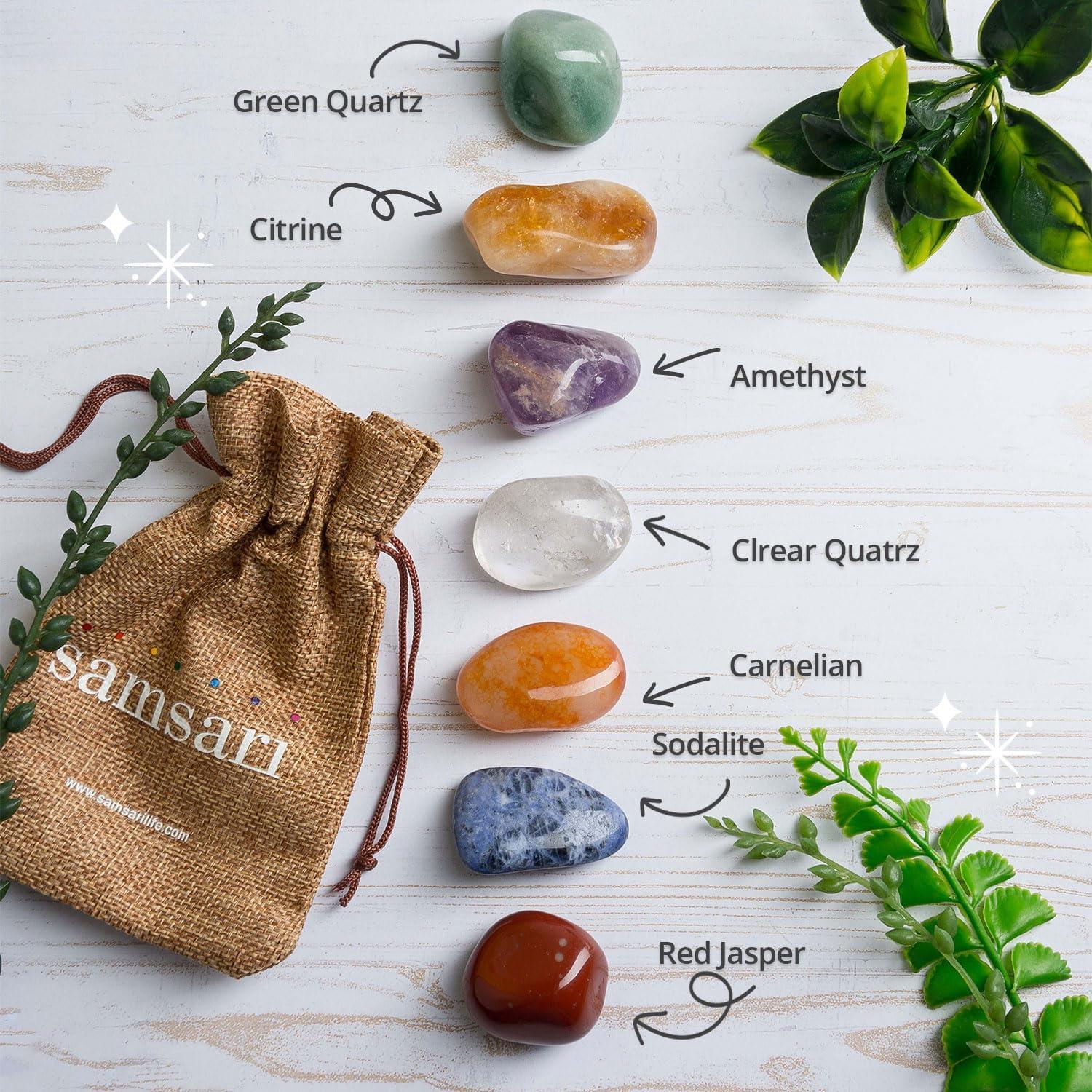 Set de Cristales Sanadores 7 Chakras XL SAMSARI - 9 Piezas