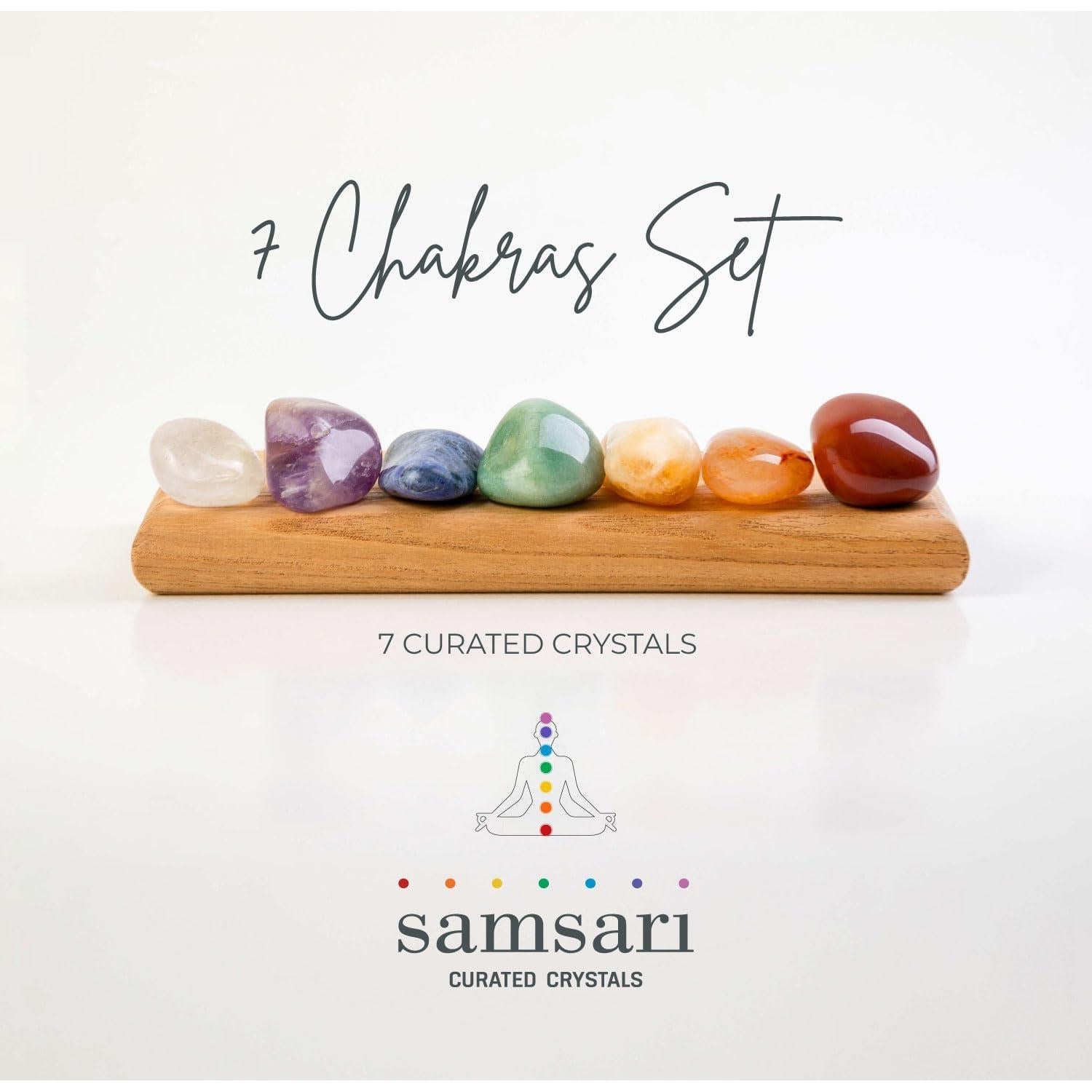 Set de Cristales Sanadores 7 Chakras XL SAMSARI - 9 Piezas
