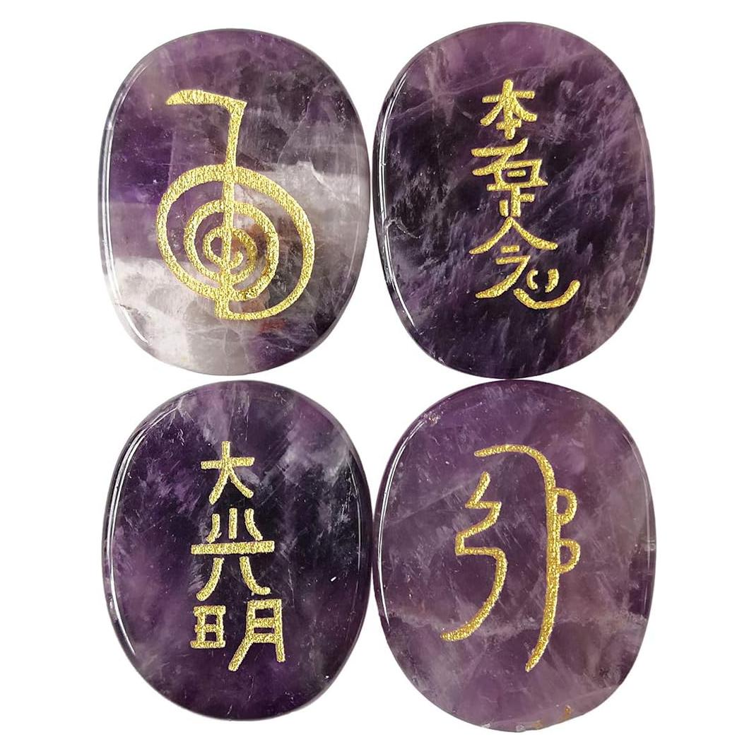 Juego de 4 Piedras de Chakra Amatista Loveliome 25mm