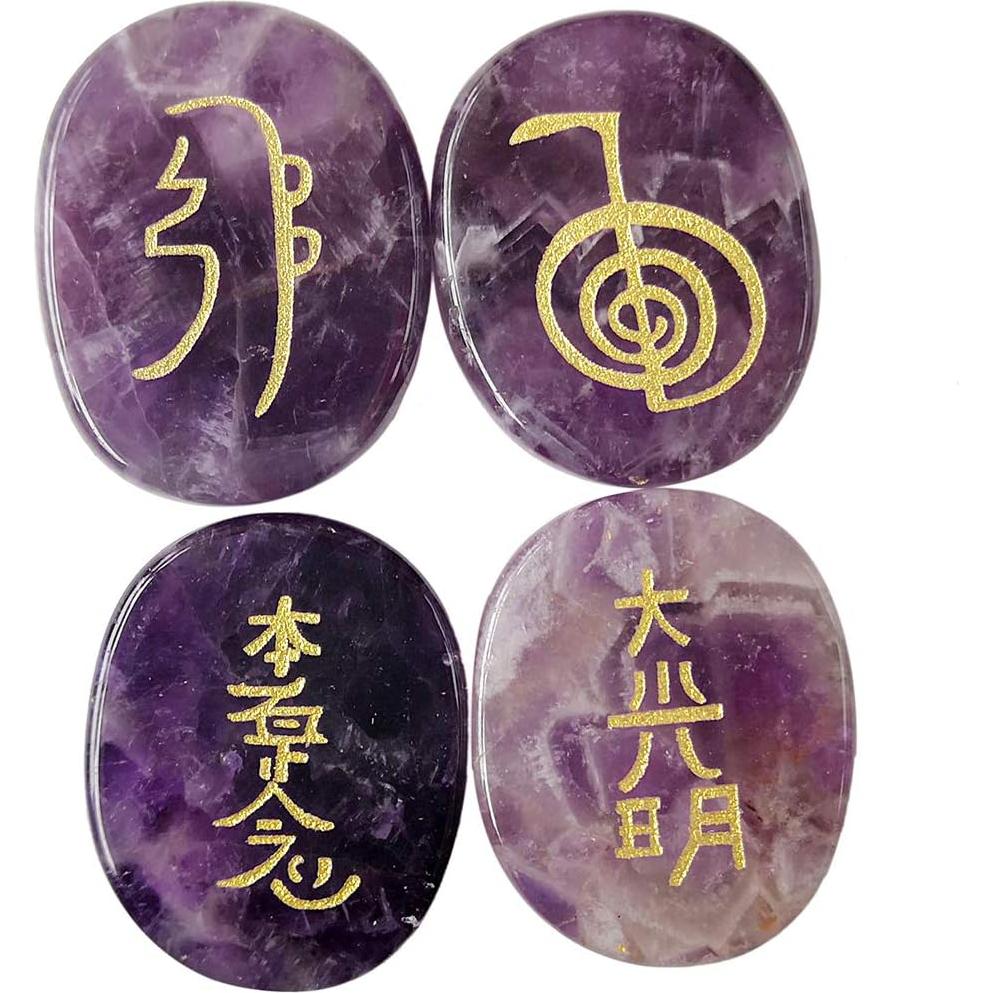 Juego de 4 Piedras de Chakra Amatista Loveliome 25mm