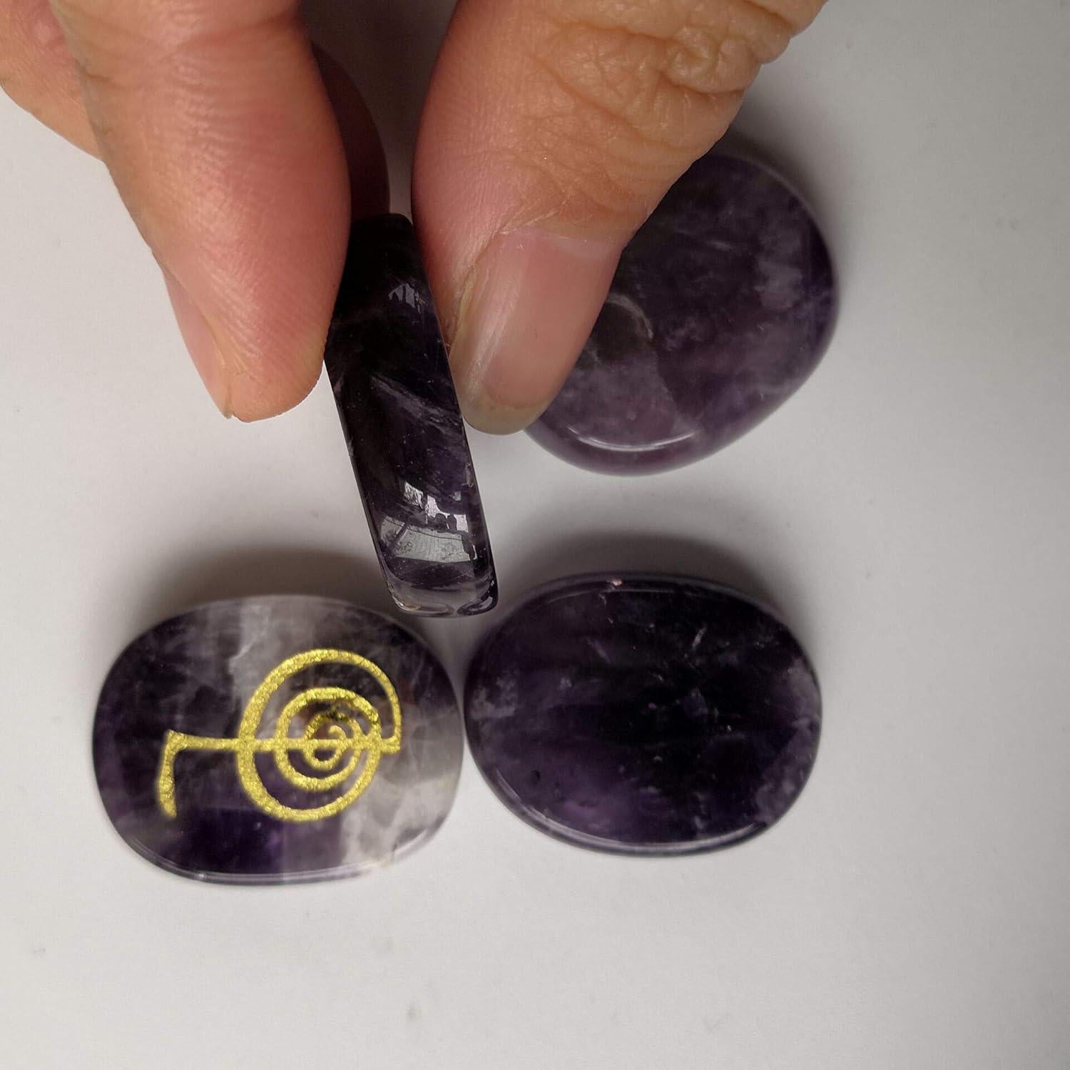 Juego de 4 Piedras de Chakra Amatista Loveliome 25mm