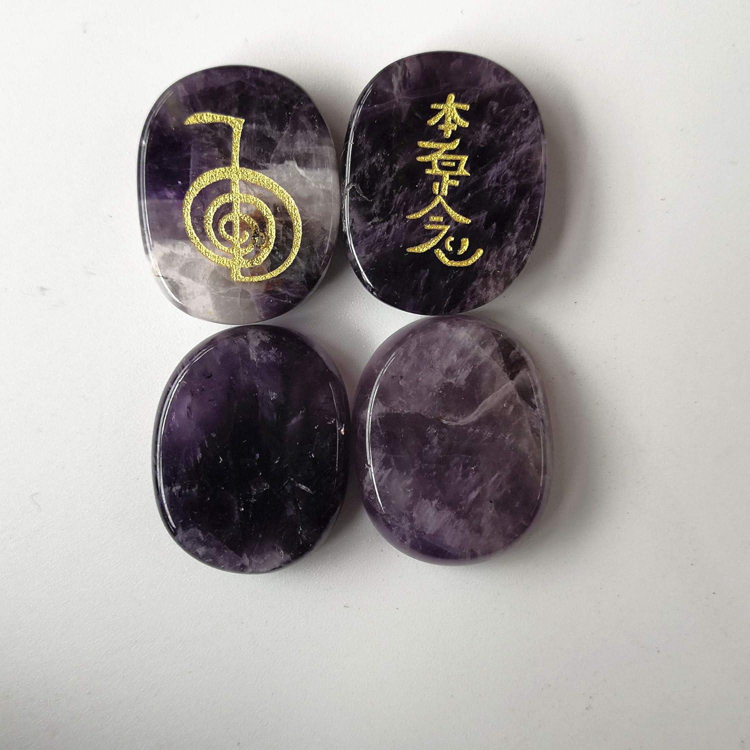 Juego de 4 Piedras de Chakra Amatista Loveliome 25mm