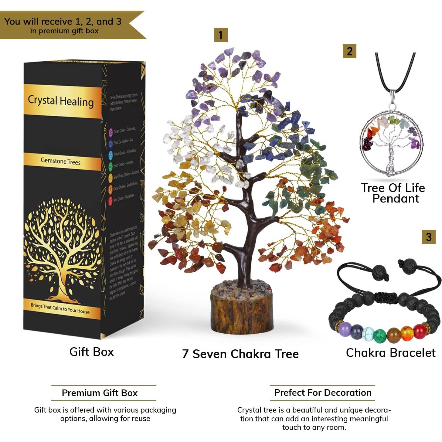 Árbol de Vida de Siete Chakras NARIBABU - Cristales Feng Shui 27.9 cm