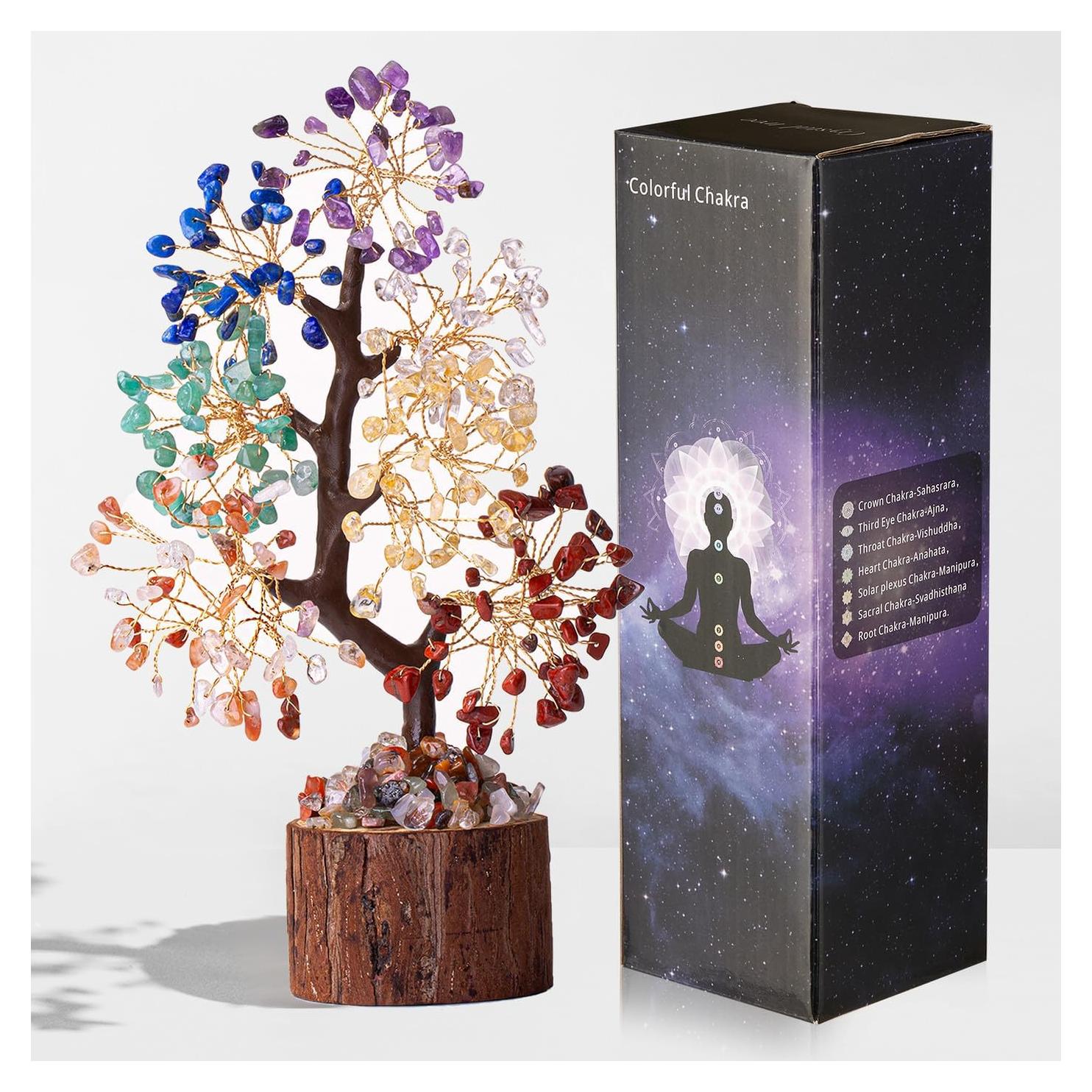 Árbol de Cristal de 7 Chakras DUQGUHO 20-23 cm Decoración