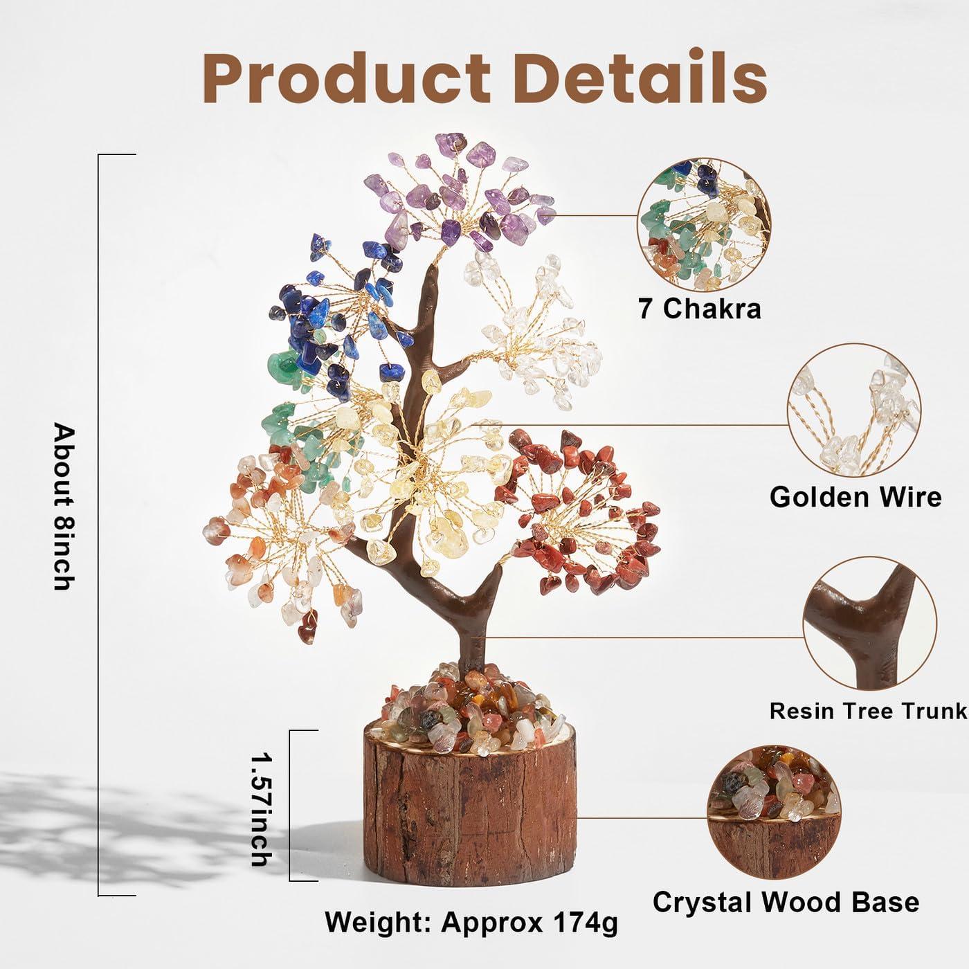 Árbol de Cristal de 7 Chakras DUQGUHO 20-23 cm Decoración