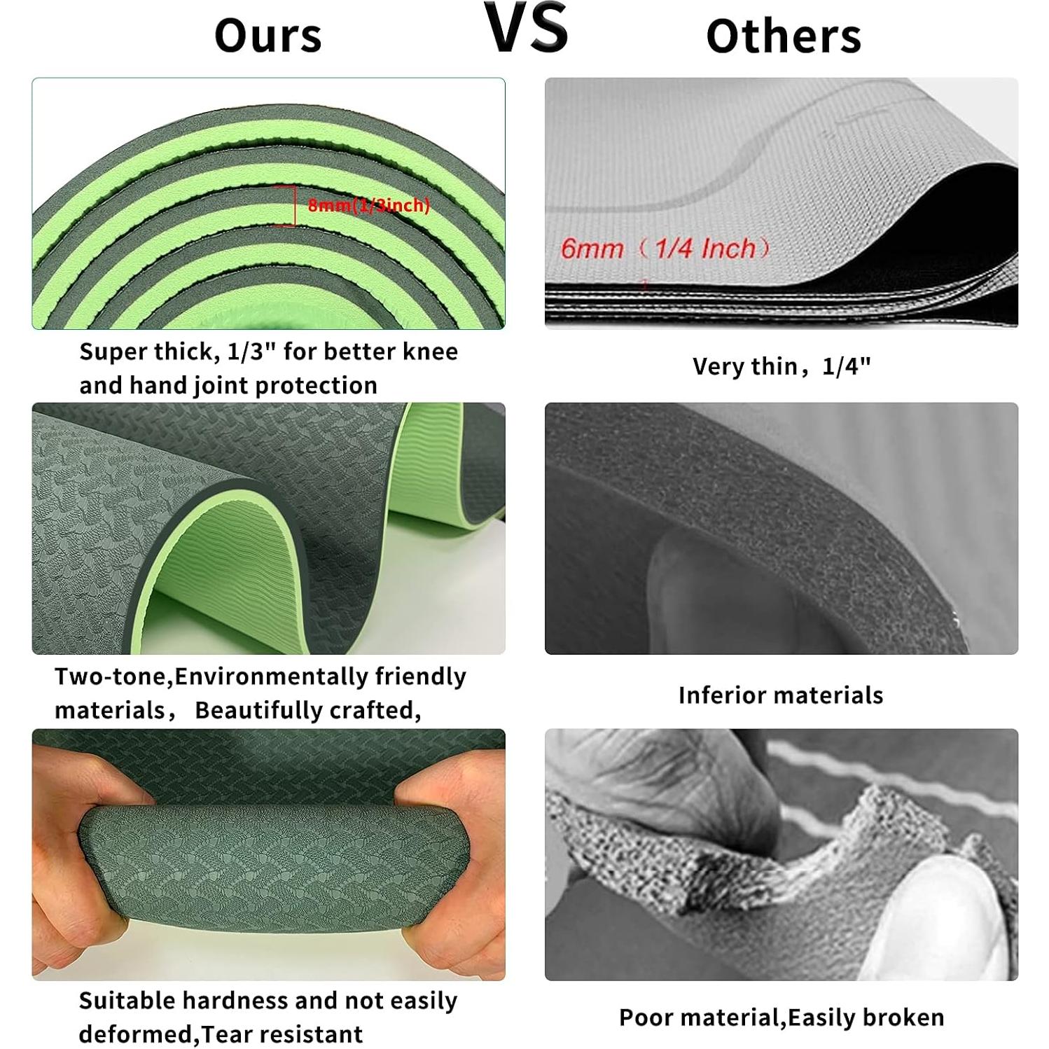 Alfombrilla de Yoga QMKGEC 8mm Antideslizante Ecológica