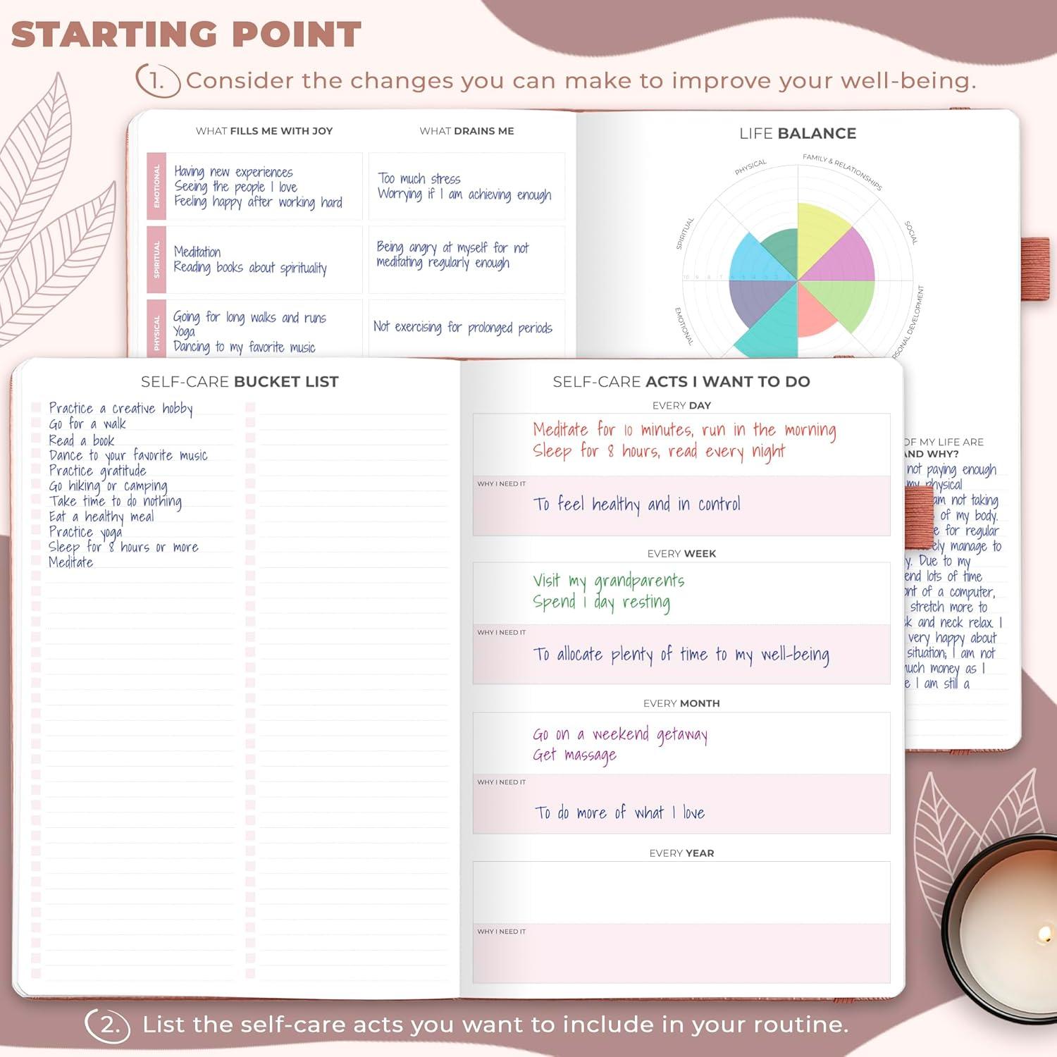 Diario de Cuidado Personal Clever Fox - Bienestar y Reflexión 17.78x25.4 cm - Oro Rosa