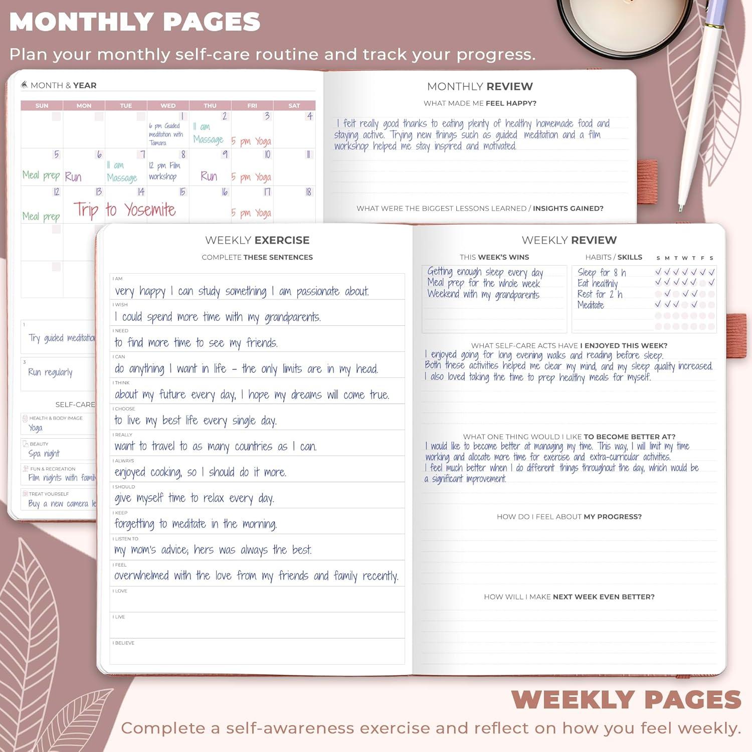 Diario de Cuidado Personal Clever Fox - Bienestar y Reflexión 17.78x25.4 cm - Oro Rosa