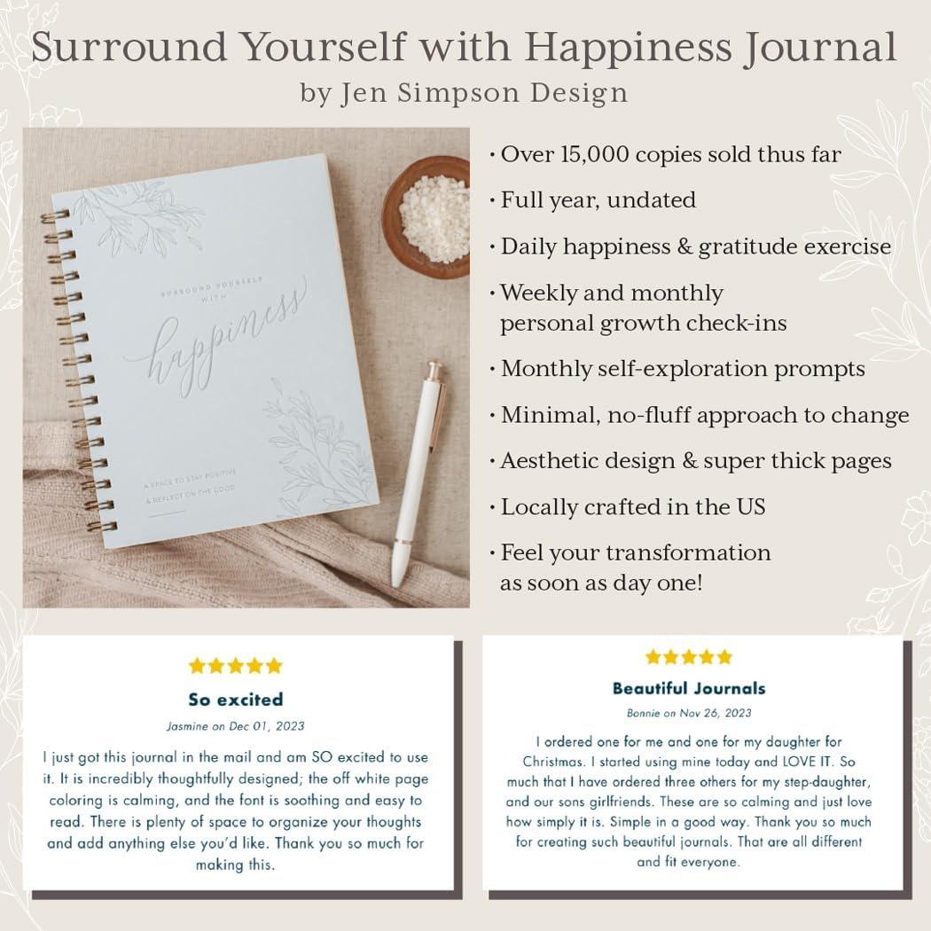 Diario Guiado de Felicidad Jen Simpson 12.7x20.3cm Chai Latte