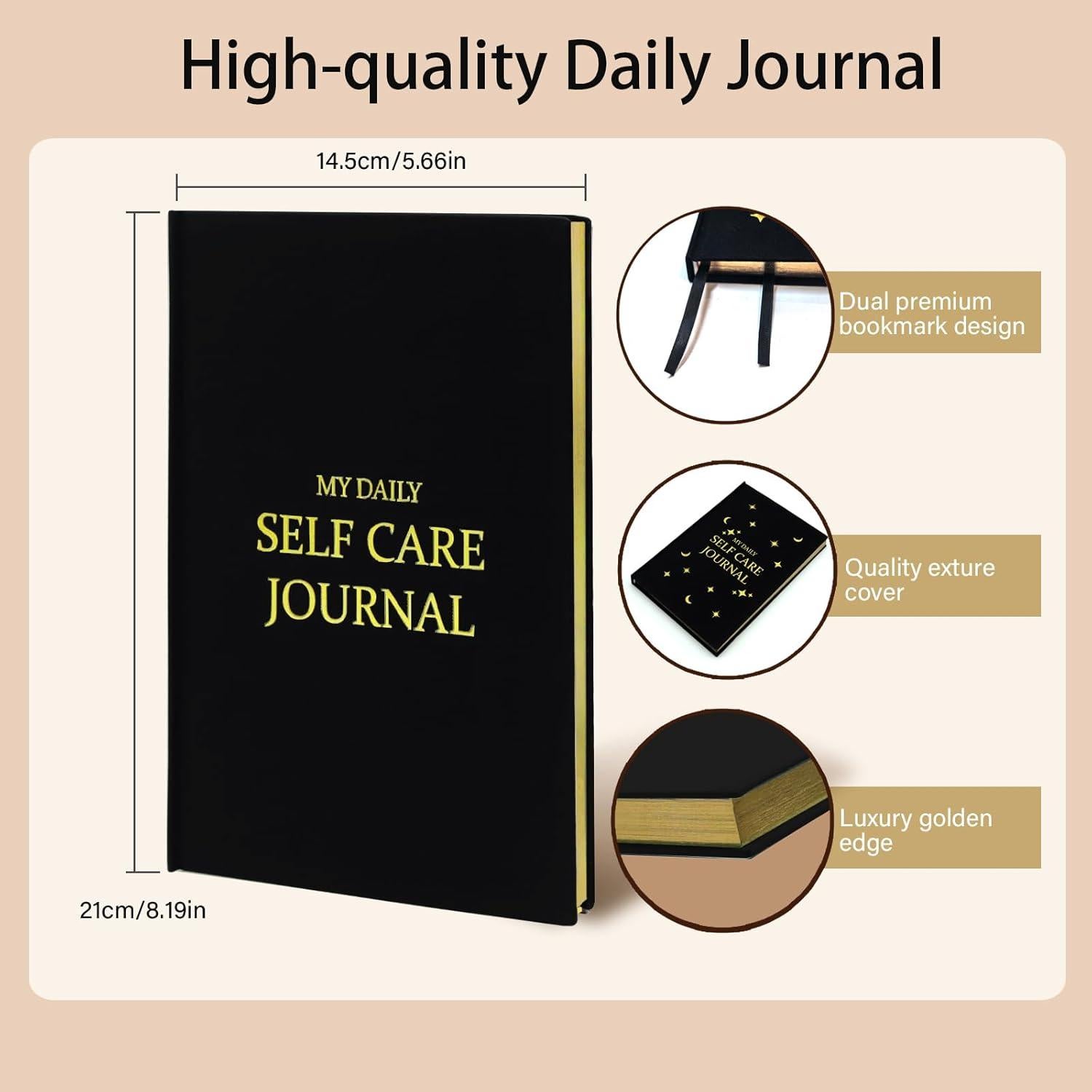 Diario de Gratitud Carta Lusso Negro - Escritura Reflexiva Guiada