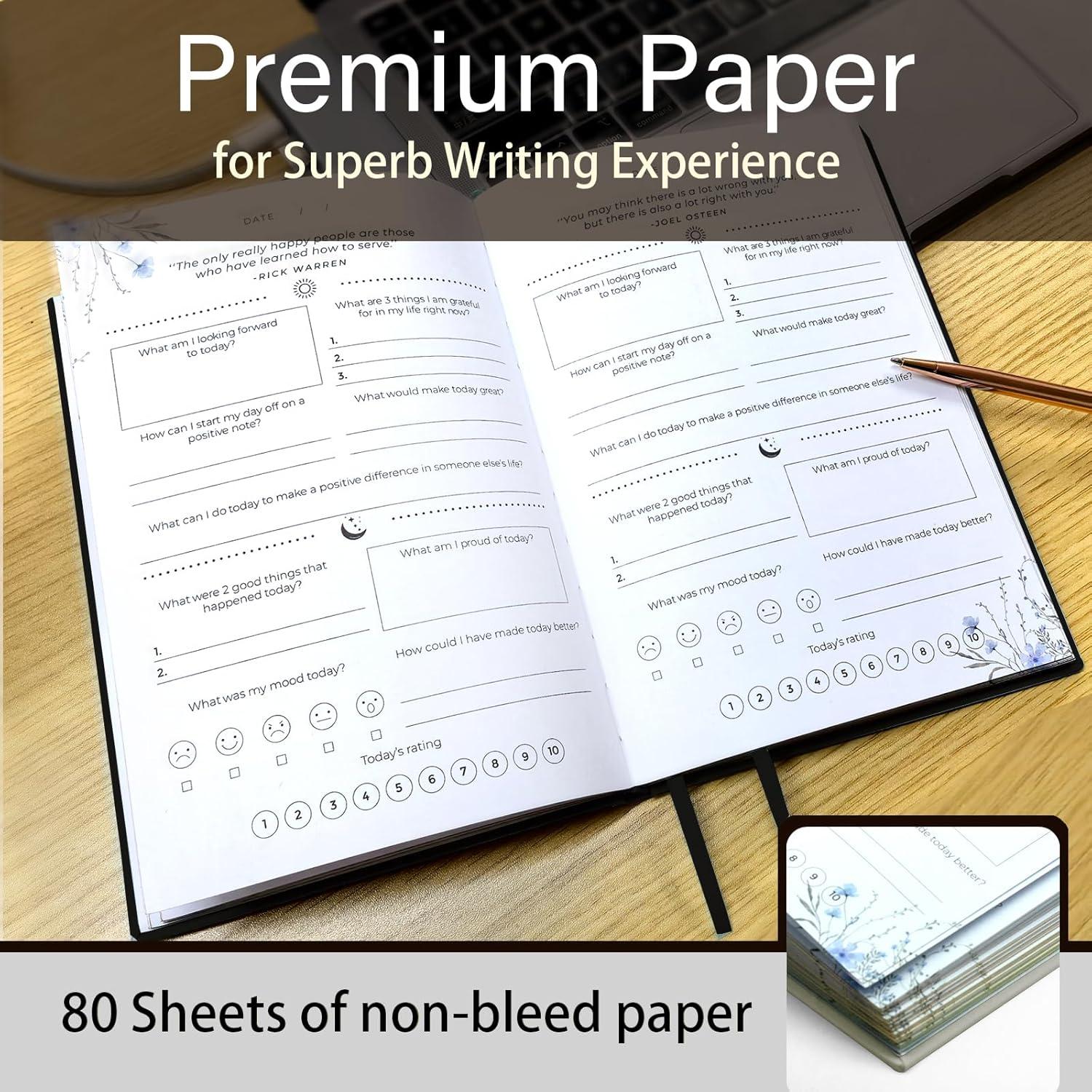 Diario de Gratitud Carta Lusso Negro - Escritura Reflexiva Guiada