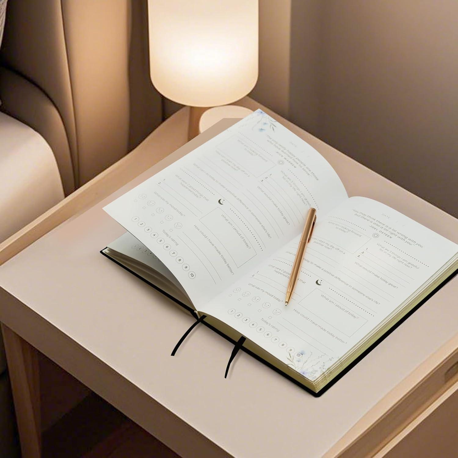 Diario de Gratitud Carta Lusso Negro - Escritura Reflexiva Guiada