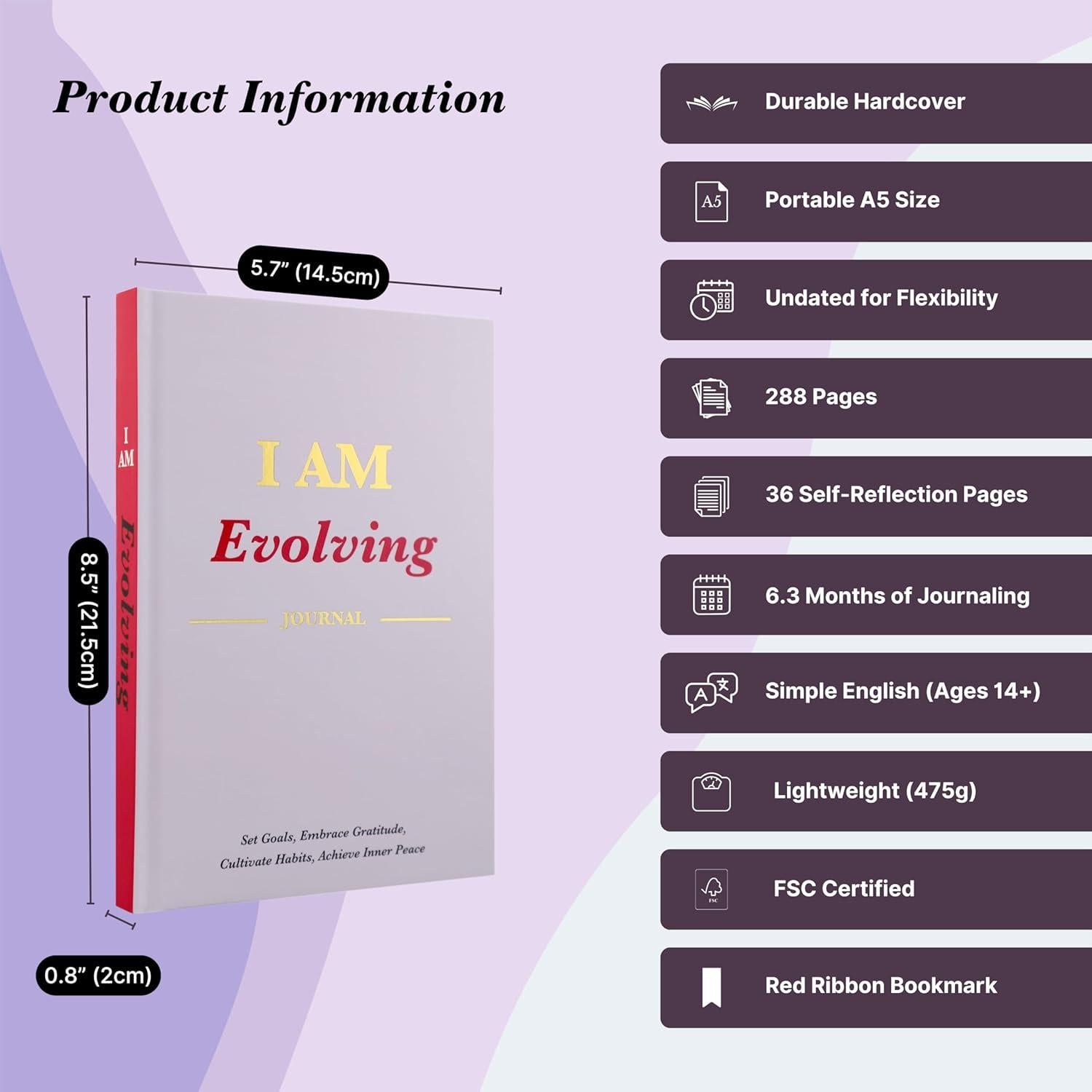 Diario de Gratitud iAmEvolving A5 Lavanda - Desarrollo Personal