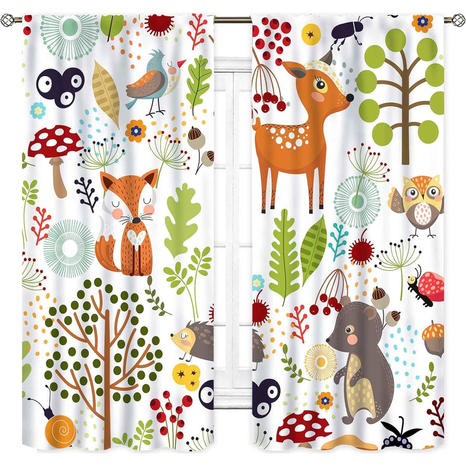 Cortinas Opacas TKUYO Woodland Animales 2 Paneles 42x114 cm