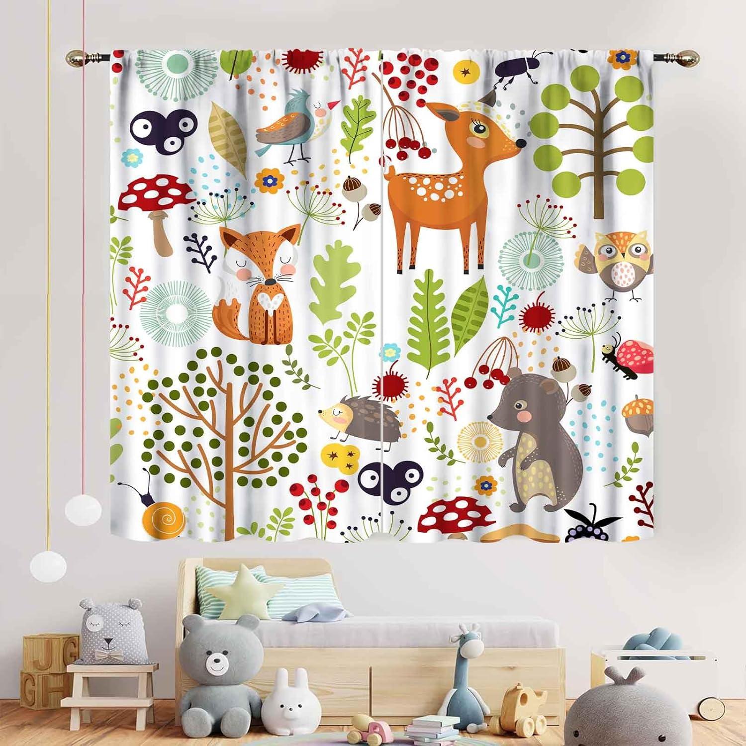 Cortinas Opacas TKUYO Woodland Animales 2 Paneles 42x114 cm