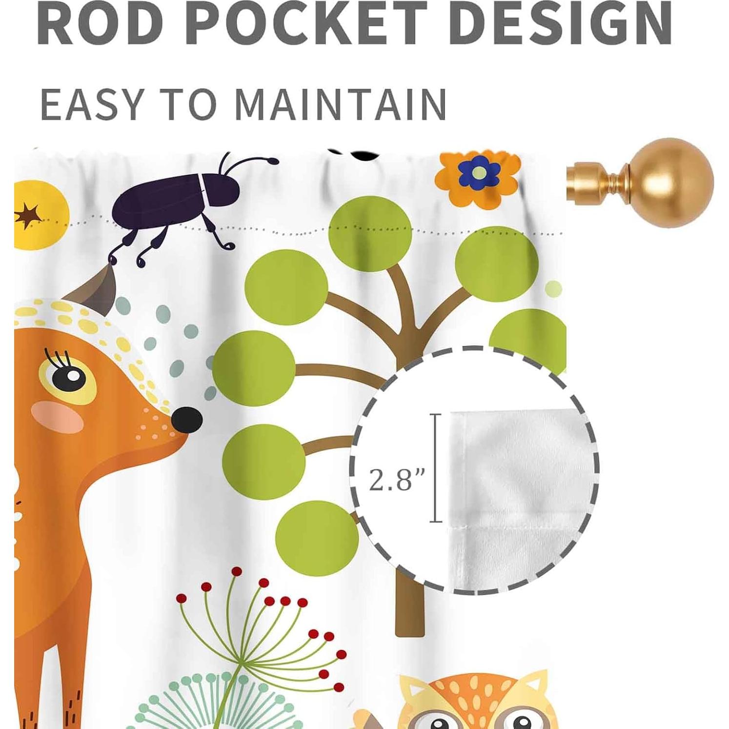 Cortinas Opacas TKUYO Woodland Animales 2 Paneles 42x114 cm